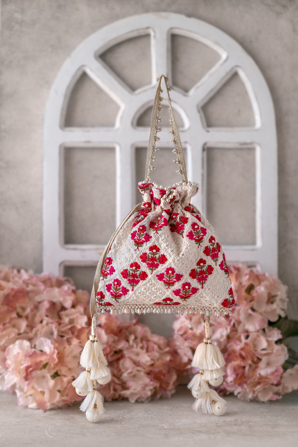 Gulab Embroidered Silk Potli Bag