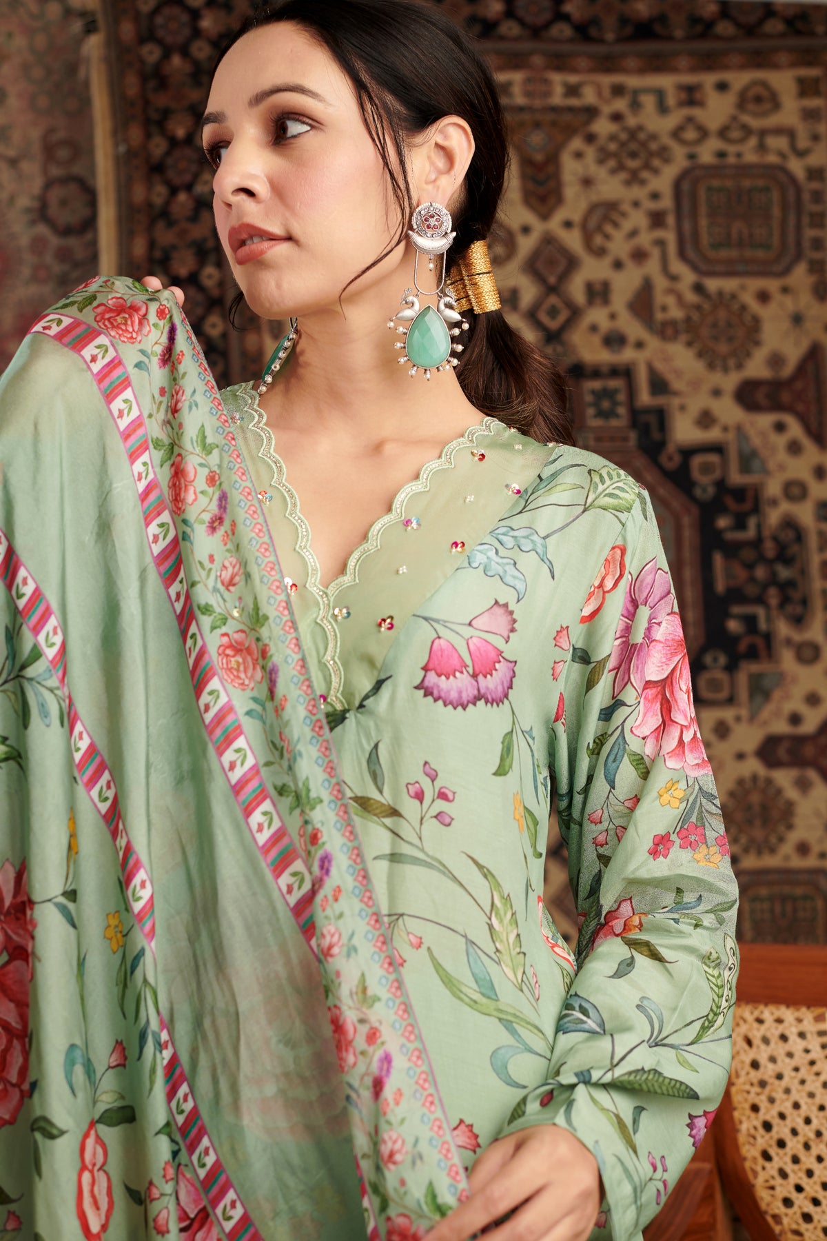 Aks Mint Green Kurta Set