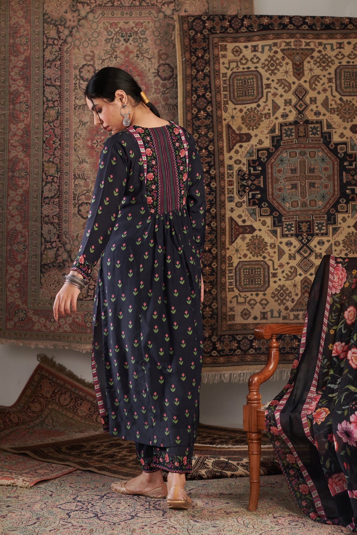 Gul Embroidered Black Kurta Set