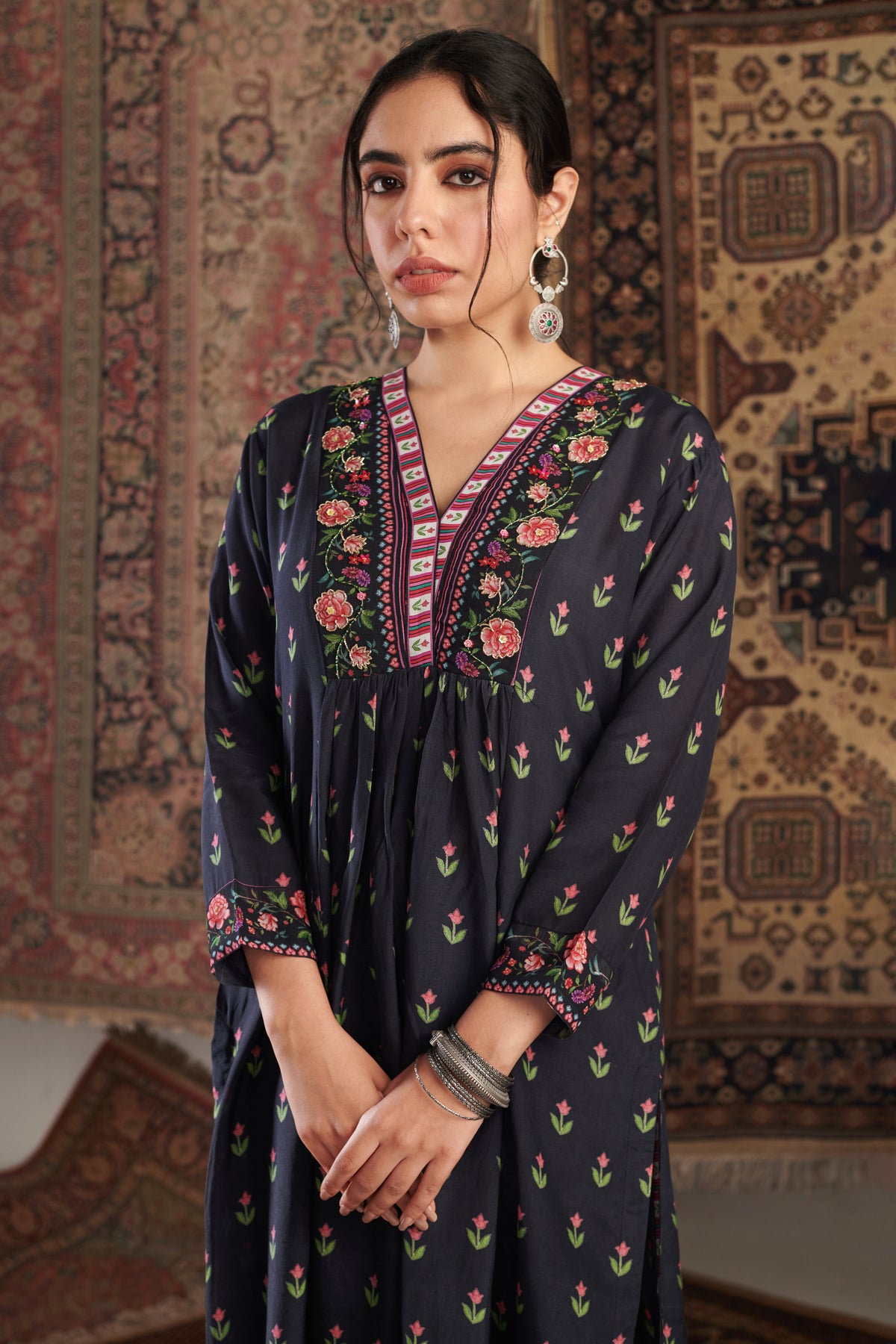 Gul Embroidered Black Kurta Set