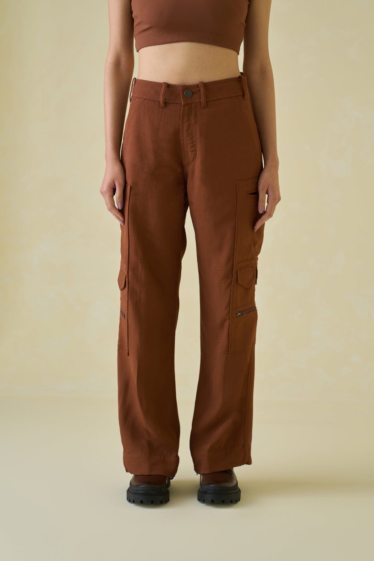 Mocha Military Workwear Trousers