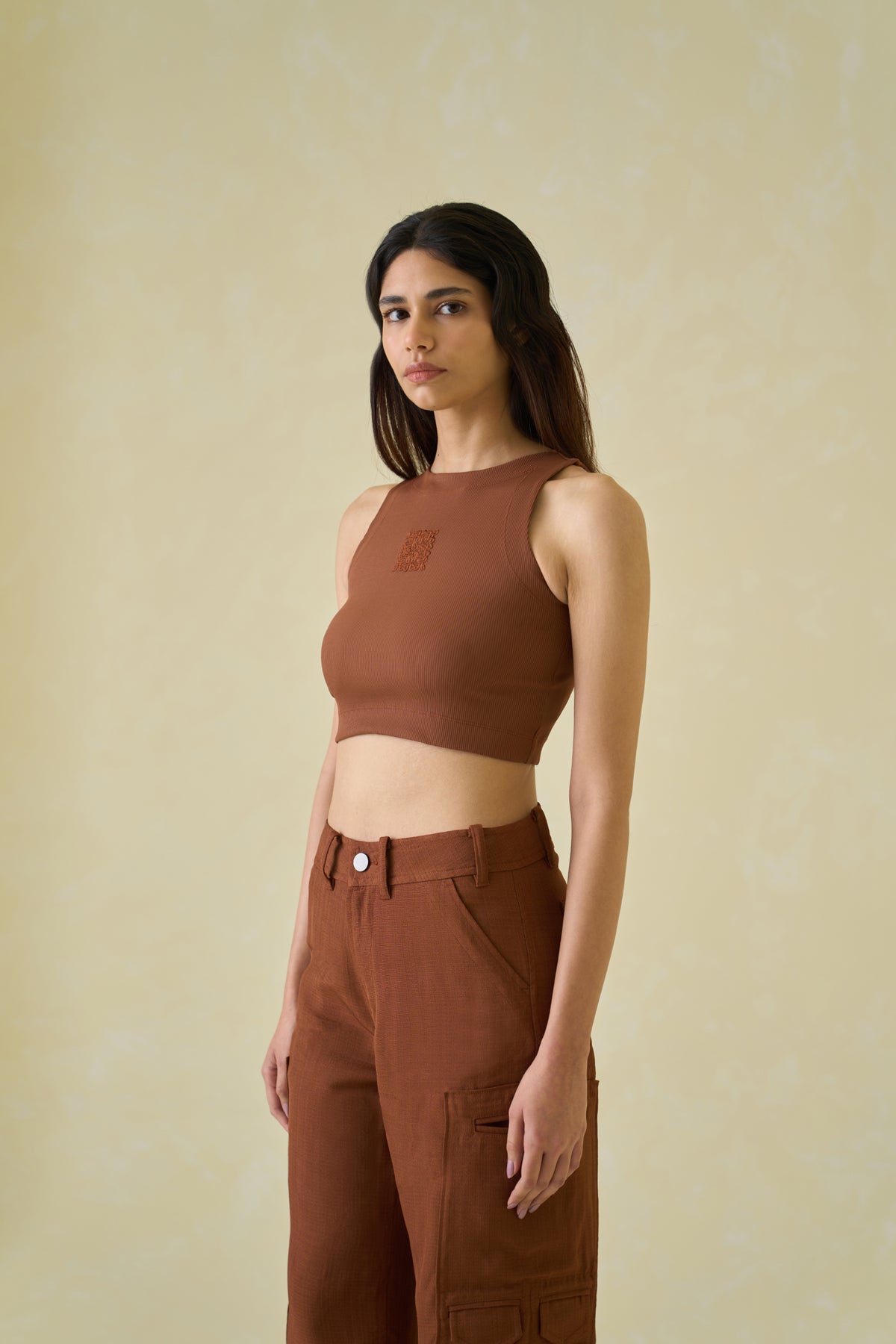 Mocha Kolam Cropped Tank Top