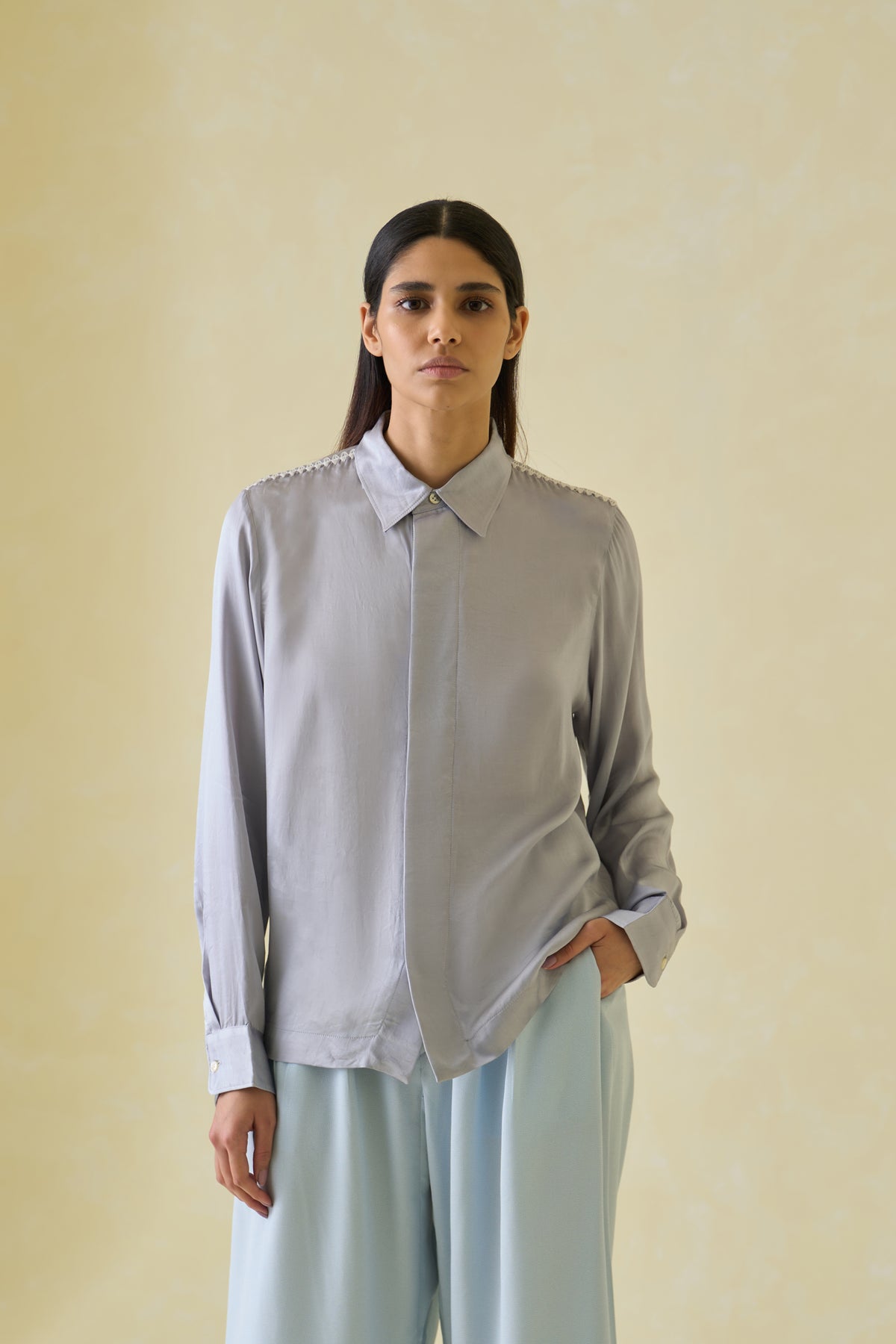 Crinkled Satin Boxy Shirt