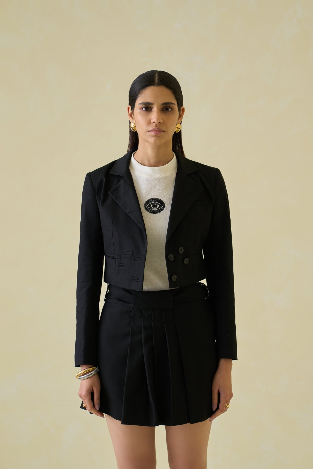 Moonless Night Twill Cropped Blazer