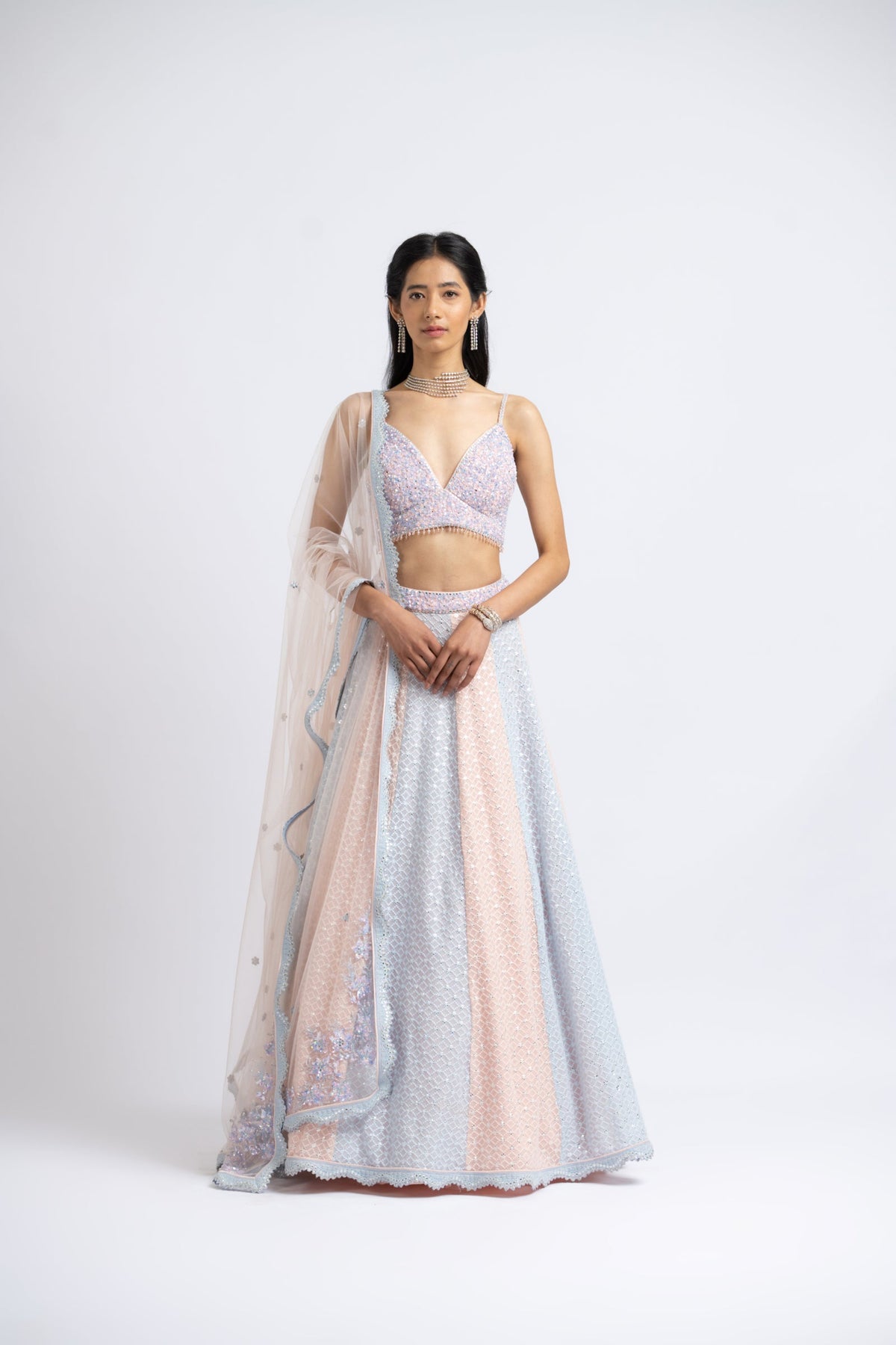 Ice And Blush Lehenga Set