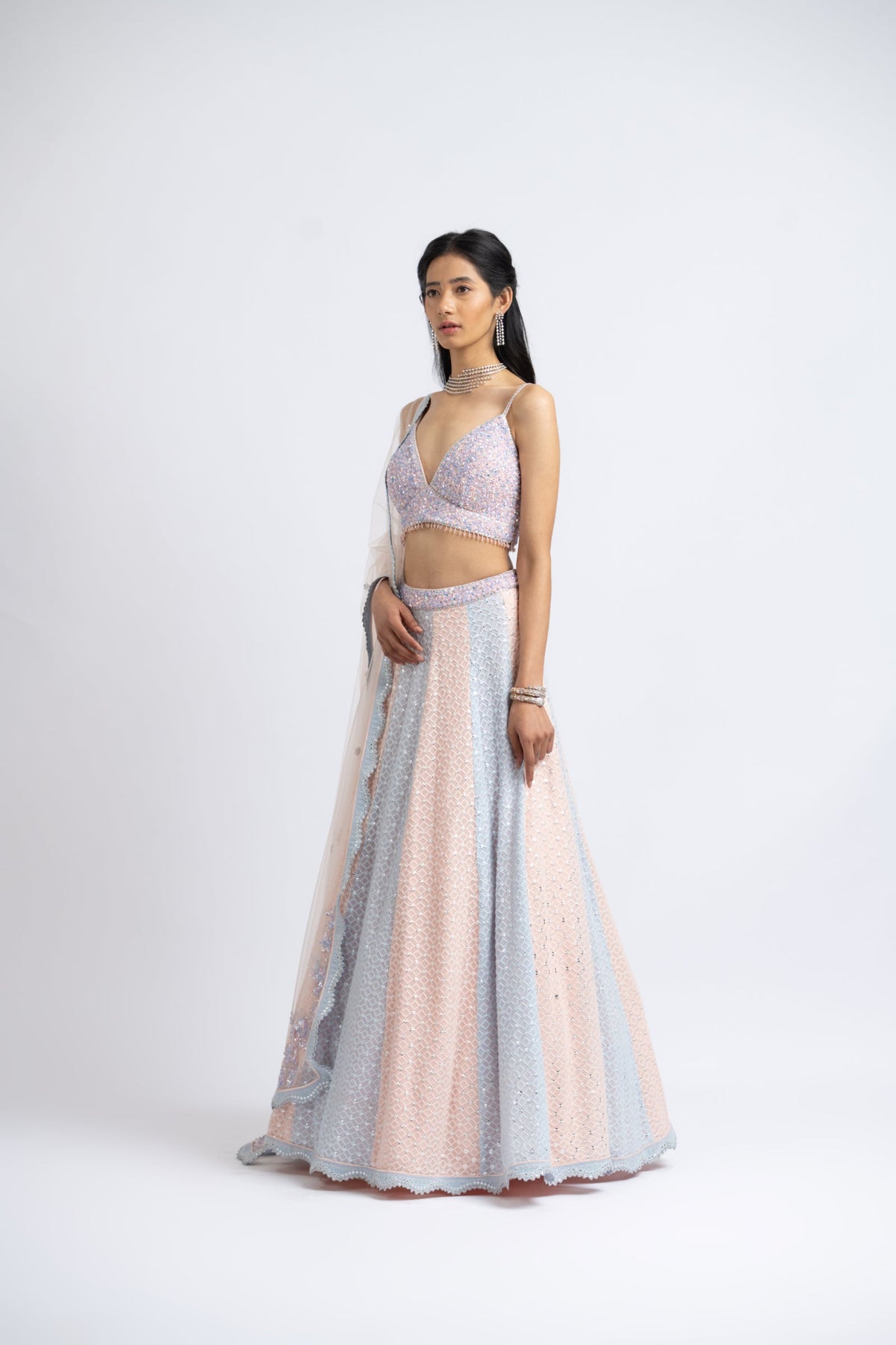 Ice And Blush Lehenga Set