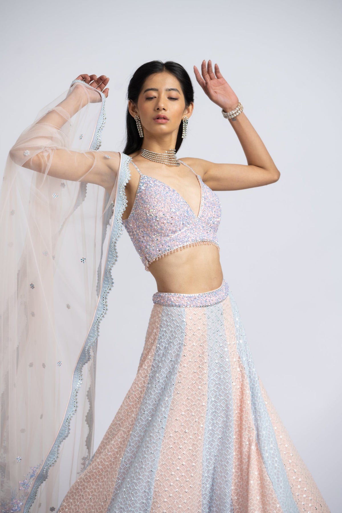 Ice And Blush Lehenga Set