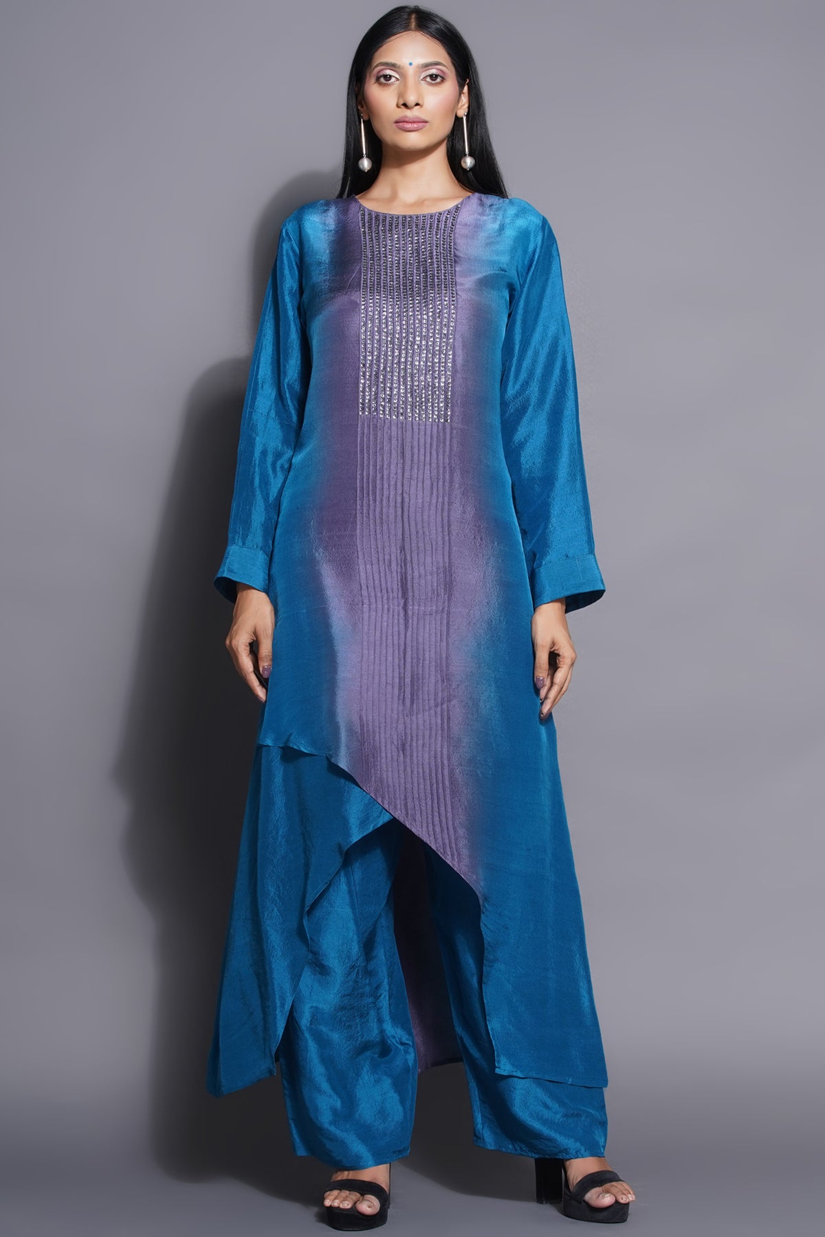 Ocean Blue Overlapping Kurta Set