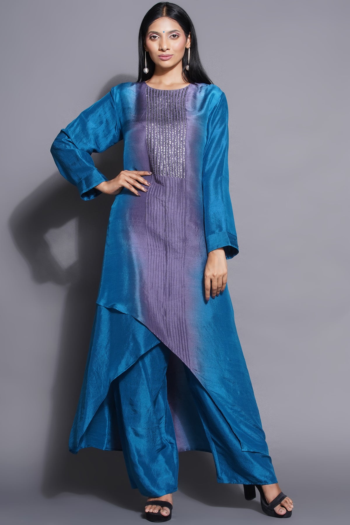 Ocean Blue Overlapping Kurta Set