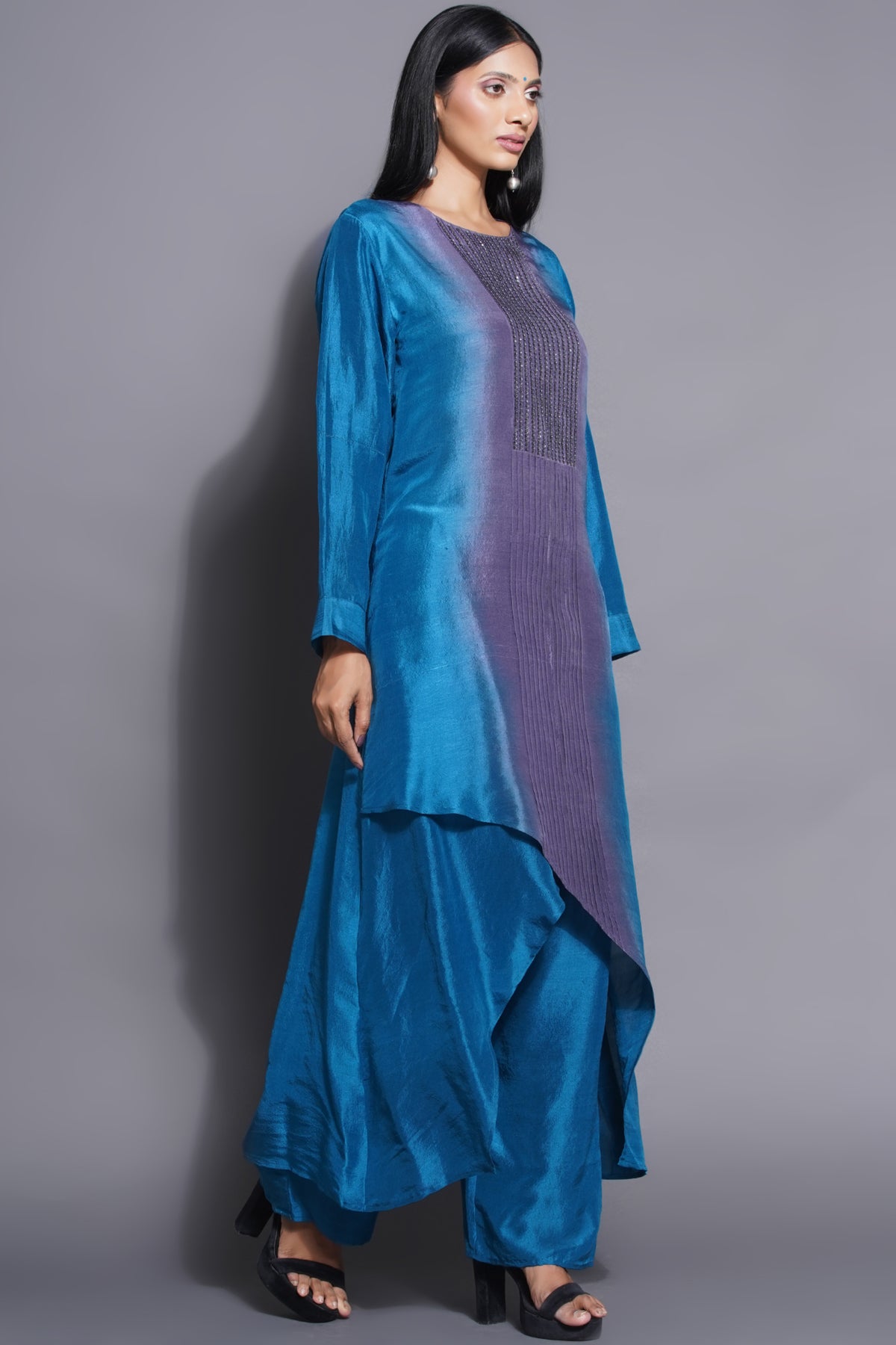 Ocean Blue Overlapping Kurta Set