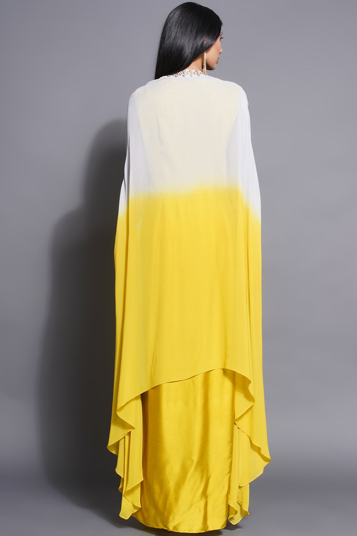 Lime Light Gown With Cape