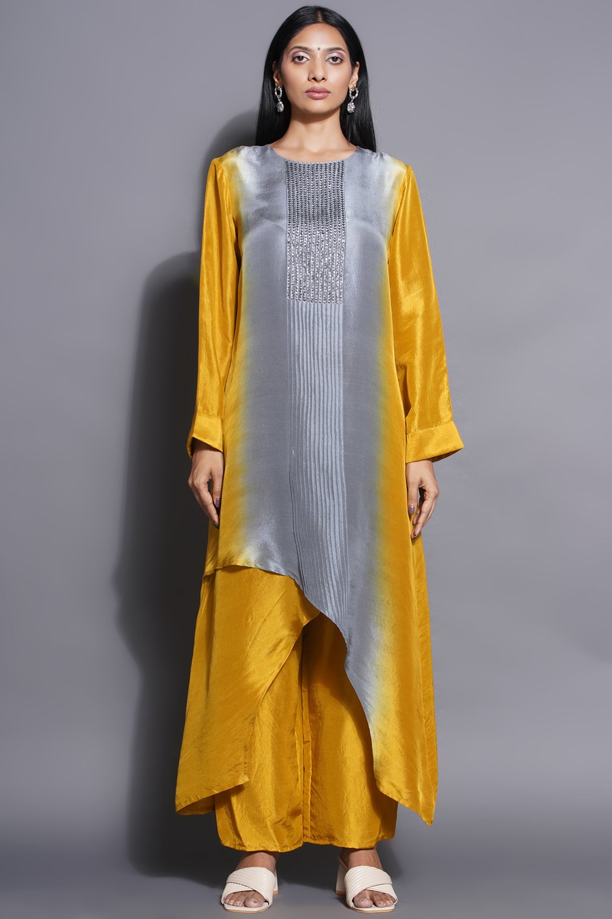 Majestic Yellow Overlapping Kurta Set