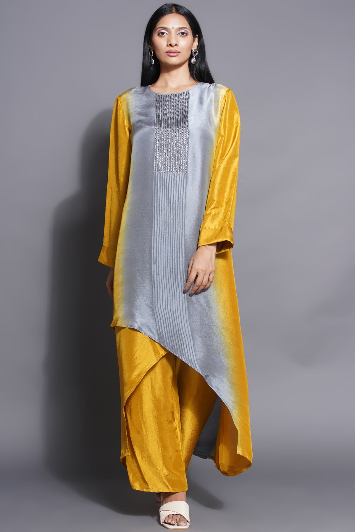 Majestic Yellow Overlapping Kurta Set