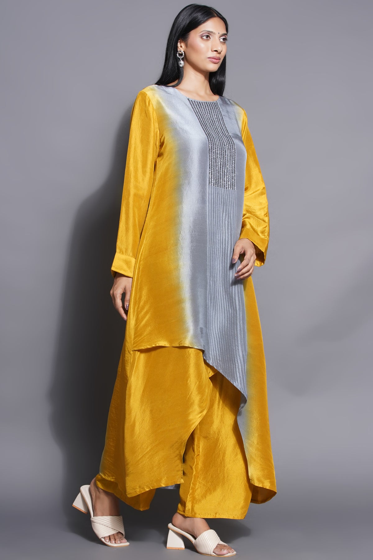 Majestic Yellow Overlapping Kurta Set