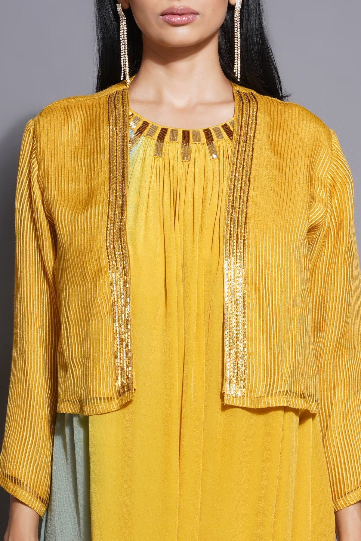 Yellow Layered Dress and Jacket