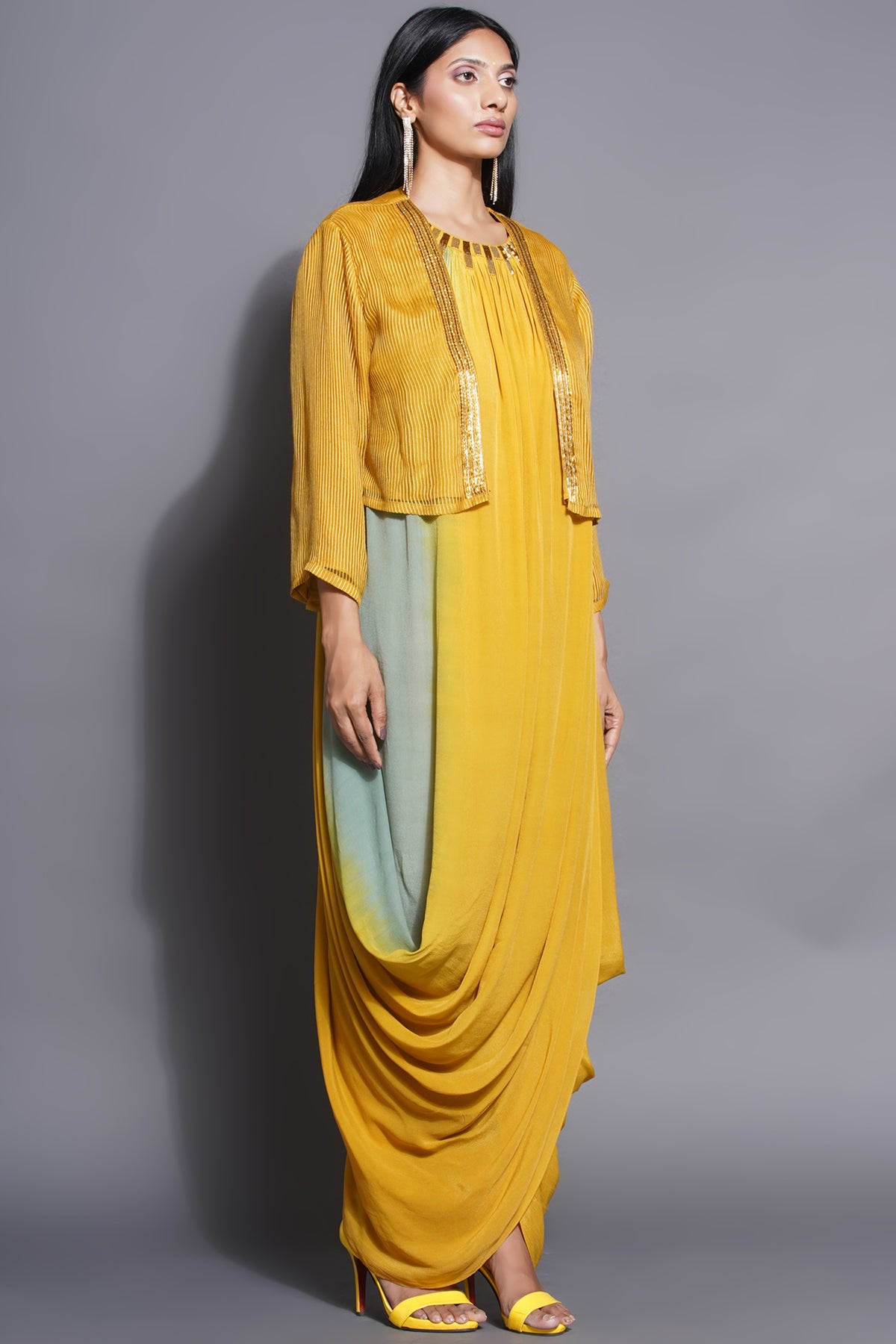 Yellow Layered Dress and Jacket