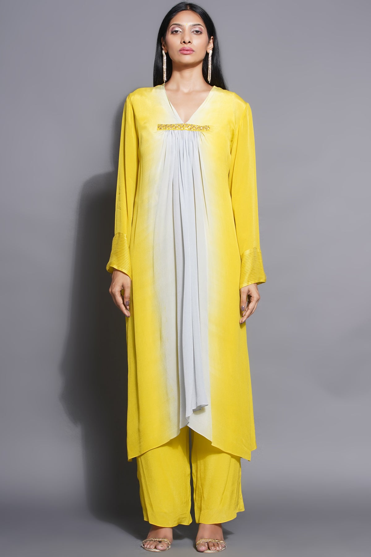 Front Gathered Kurta With Palazzo