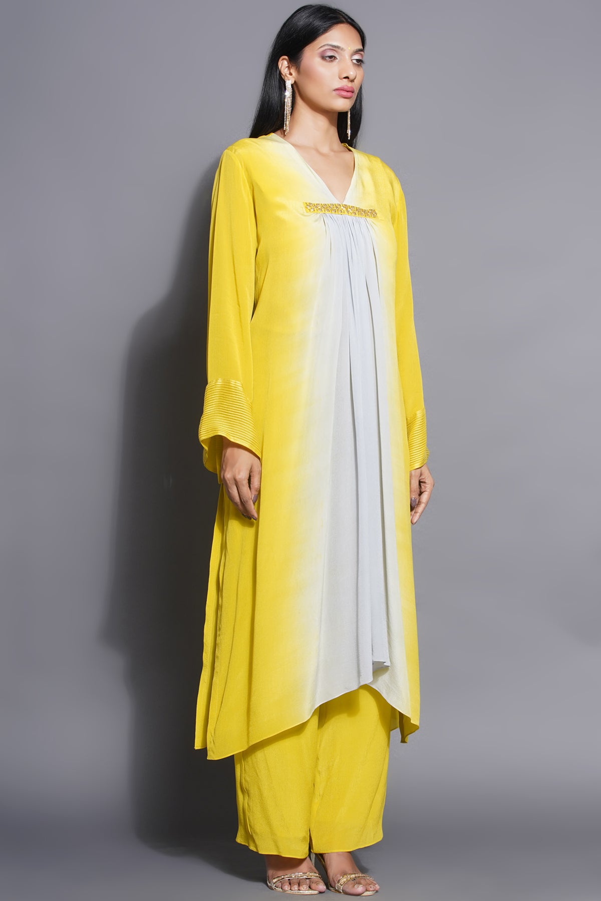 Front Gathered Kurta With Palazzo