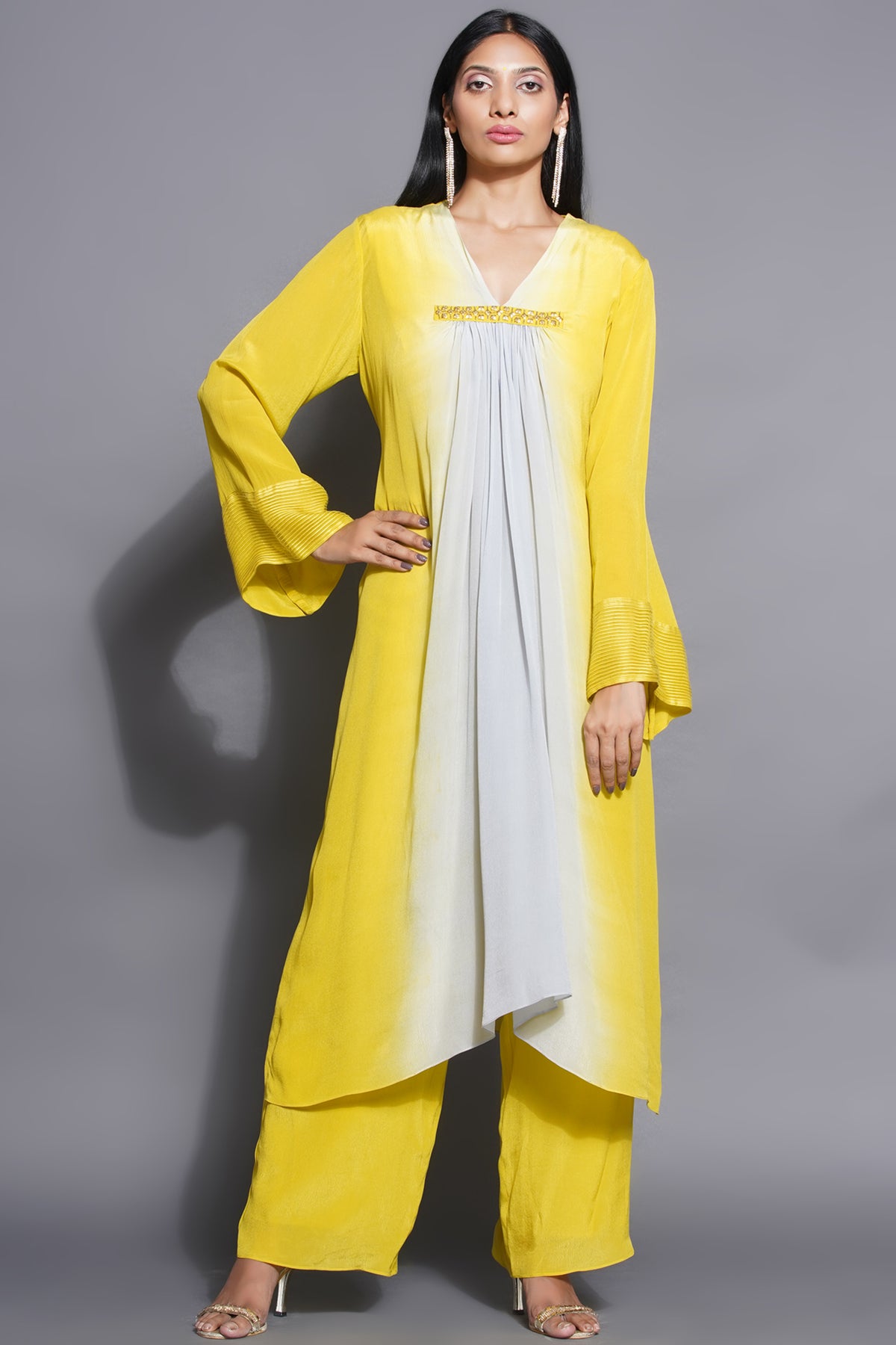 Front Gathered Kurta With Palazzo