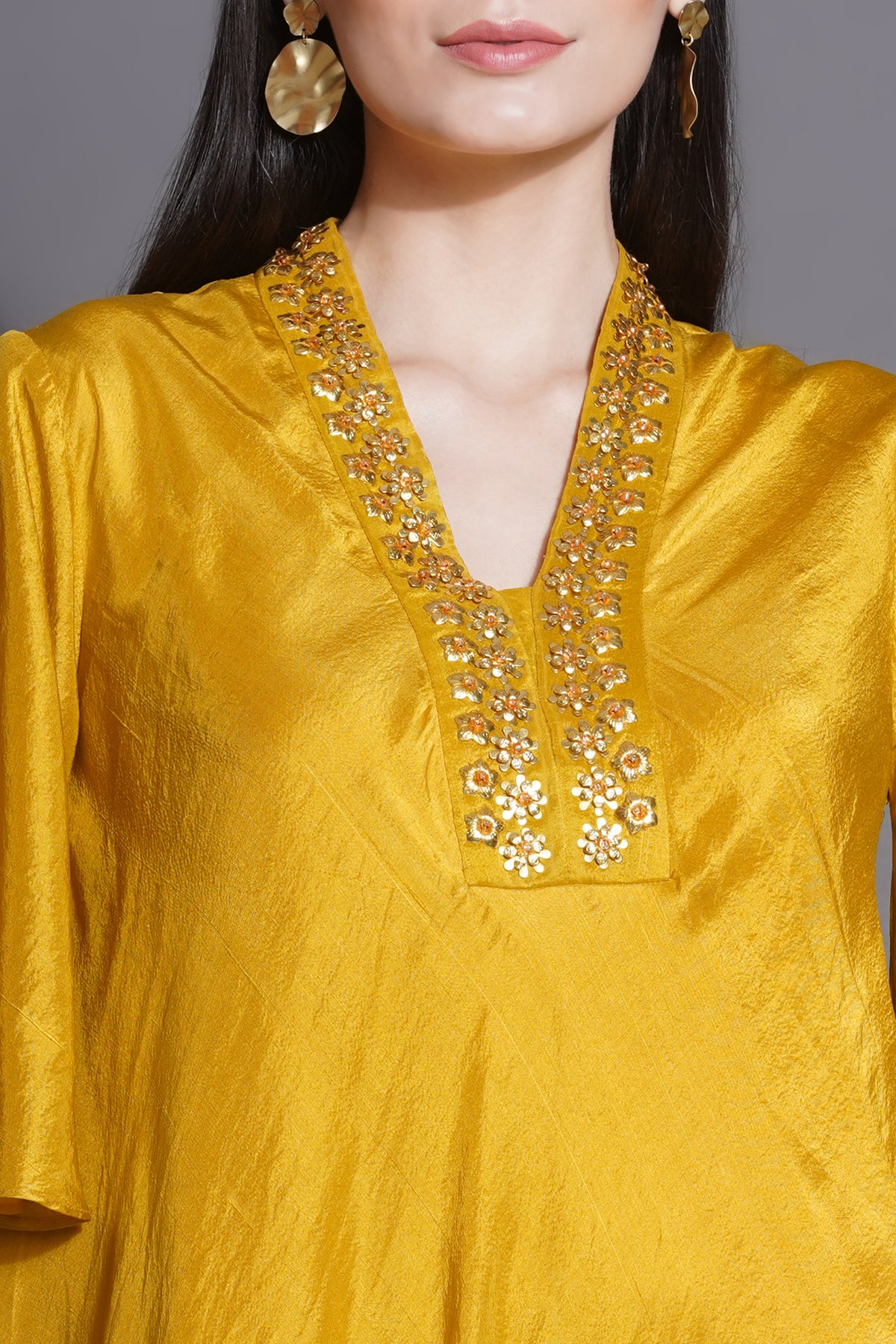 Asymmetric Majestic Yellow Drape Dress