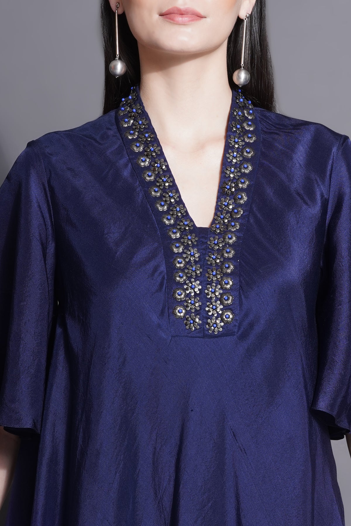 Asymmetric Royal Blue Drape Dress