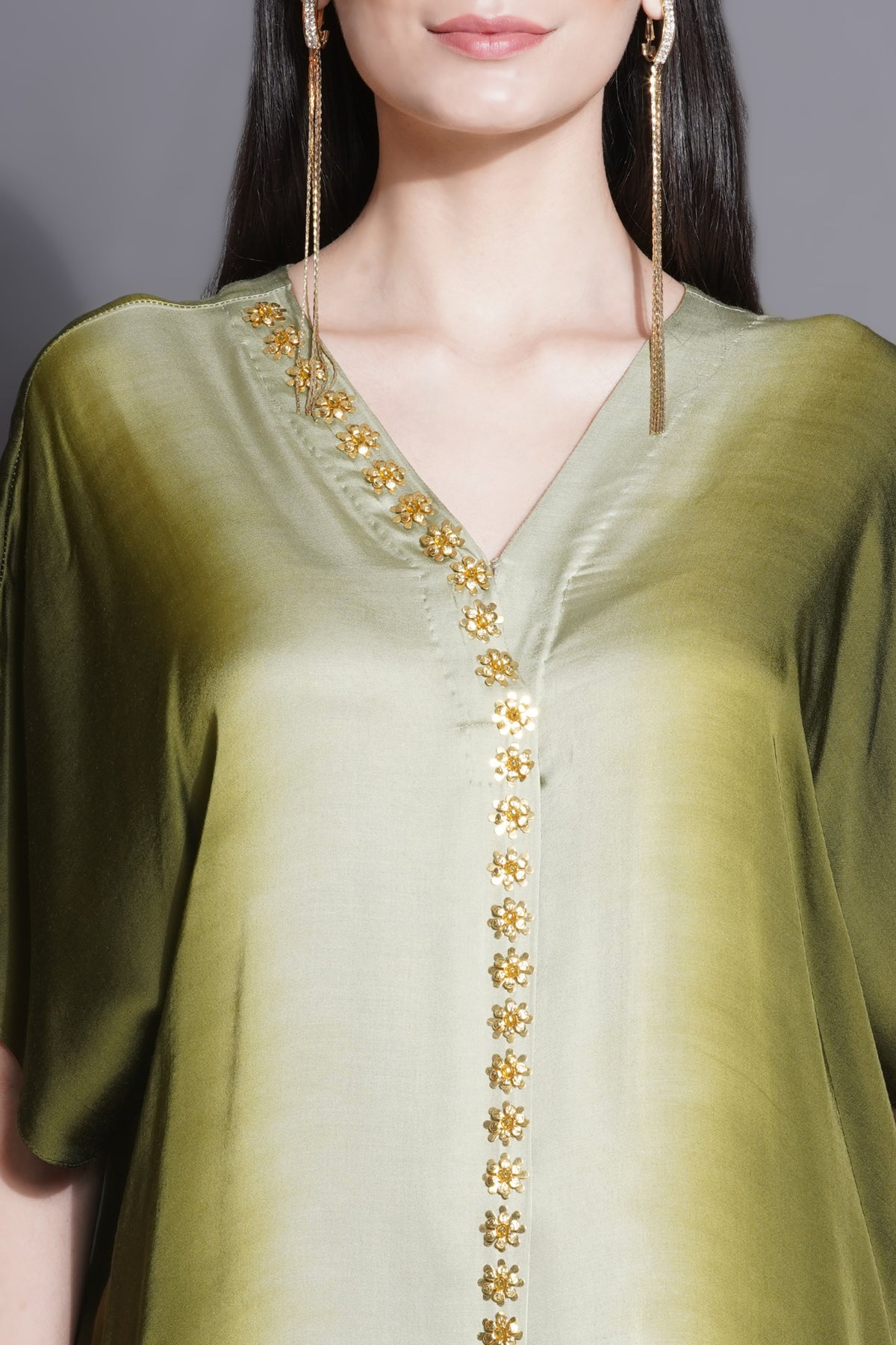 Mehndi Green Jewelled Kaftan