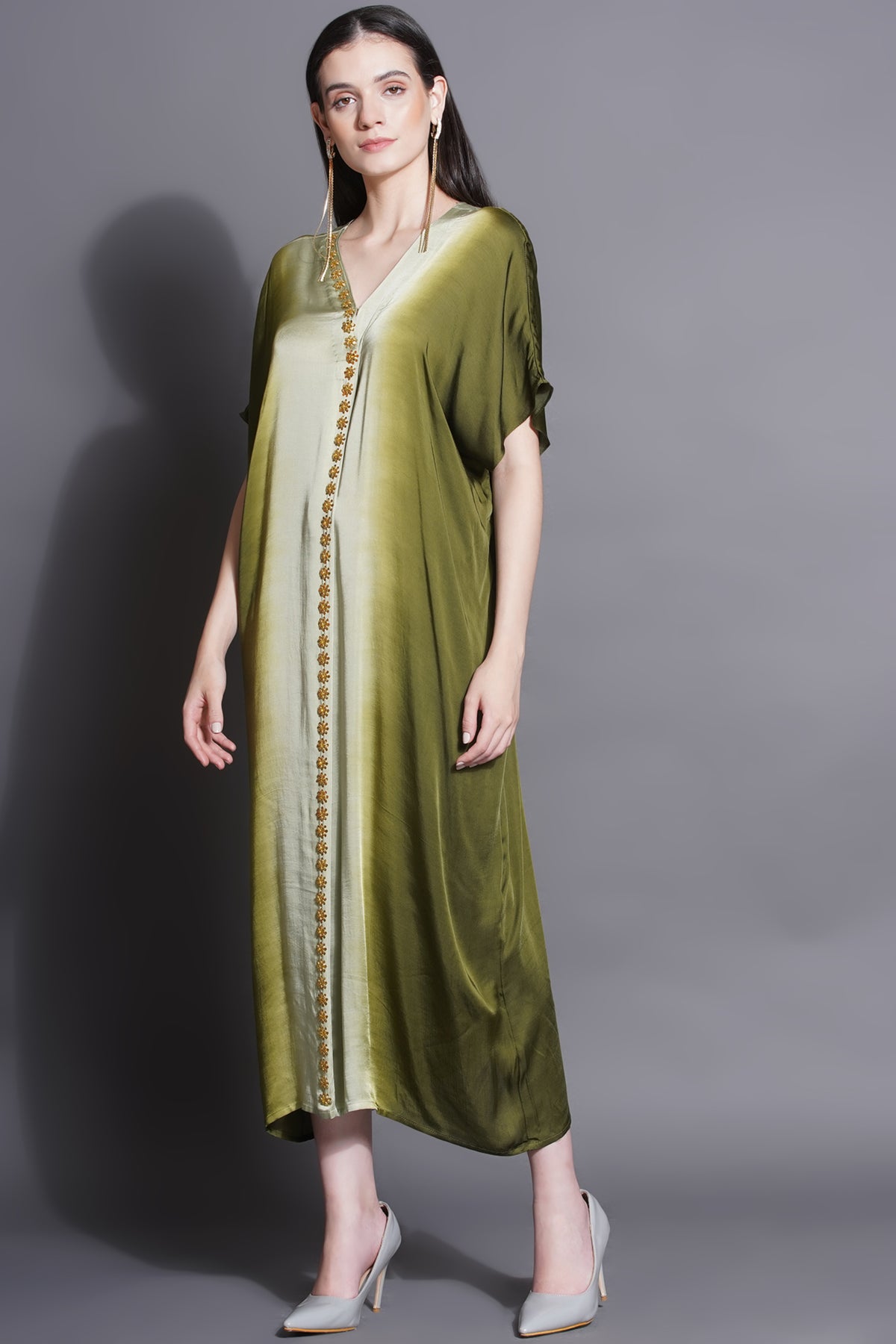 Mehndi Green Jewelled Kaftan