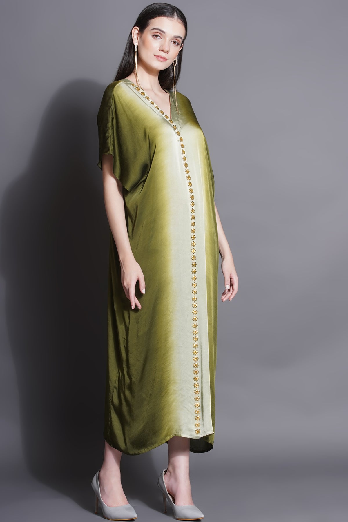 Mehndi Green Jewelled Kaftan