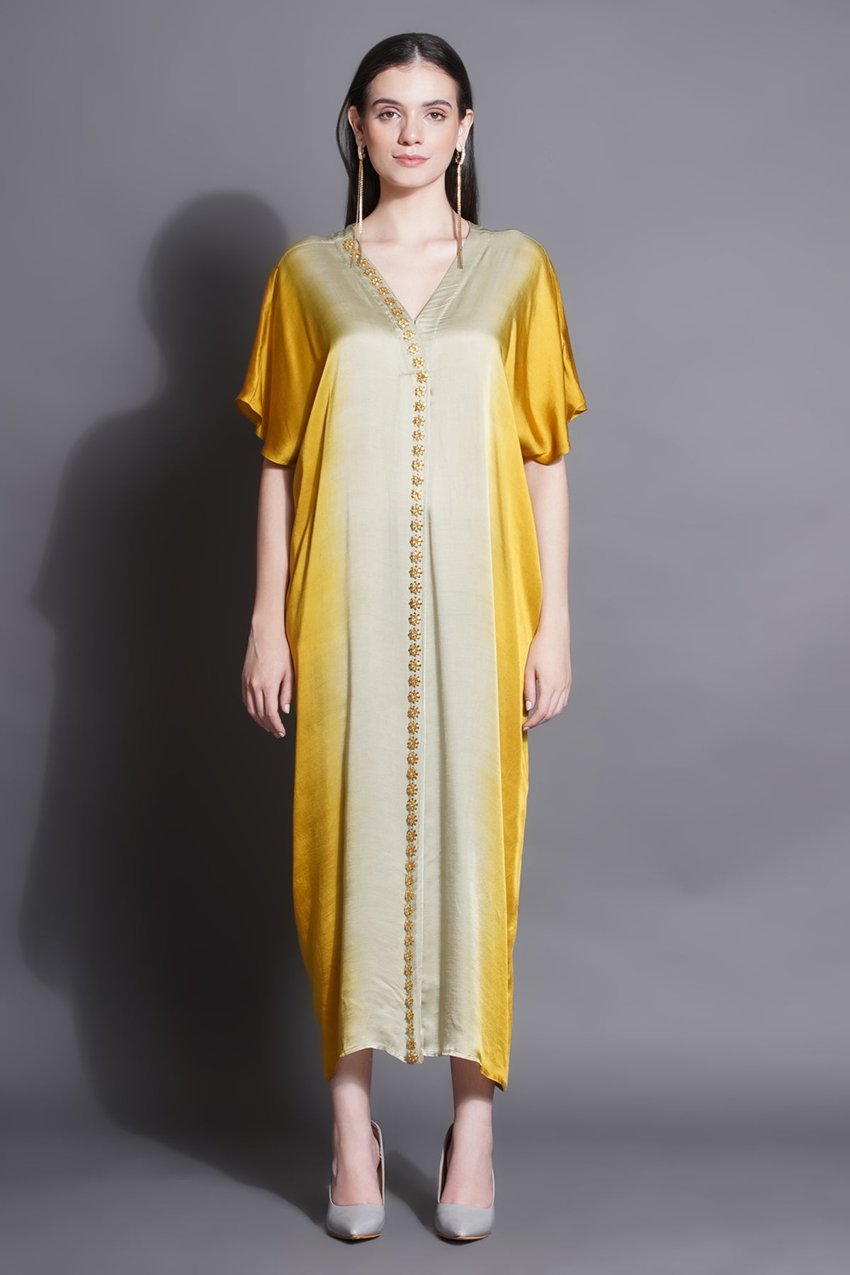 Majestic Yellow Jewelled Kaftan