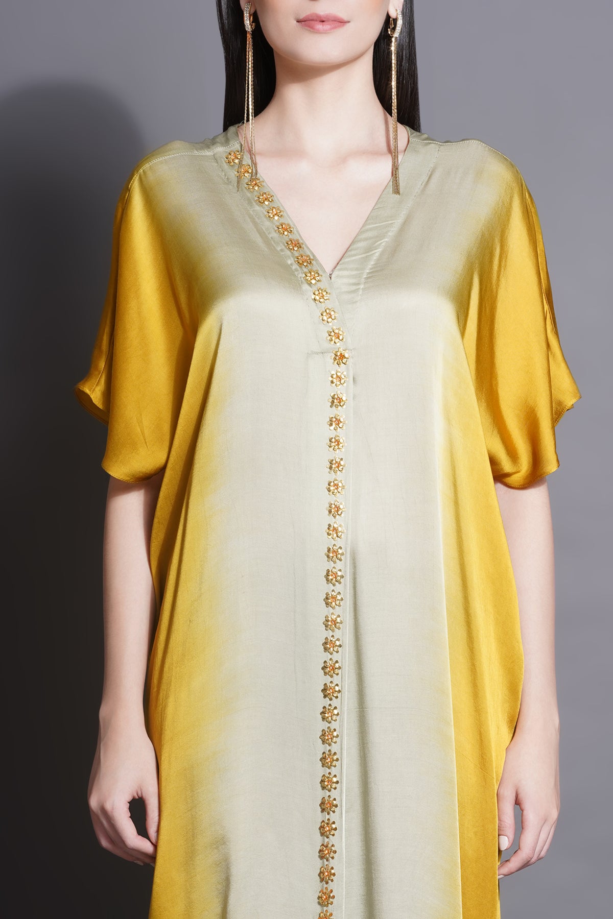 Majestic Yellow Jewelled Kaftan