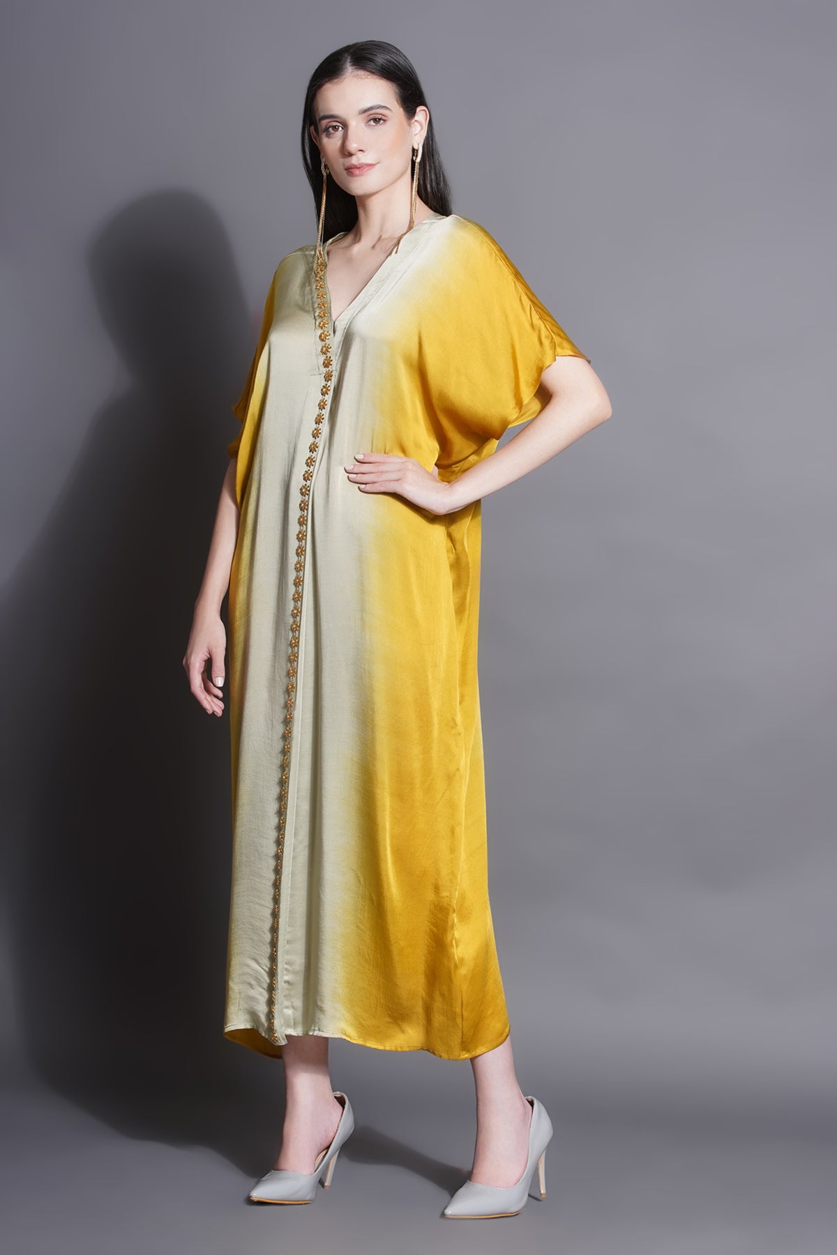 Majestic Yellow Jewelled Kaftan