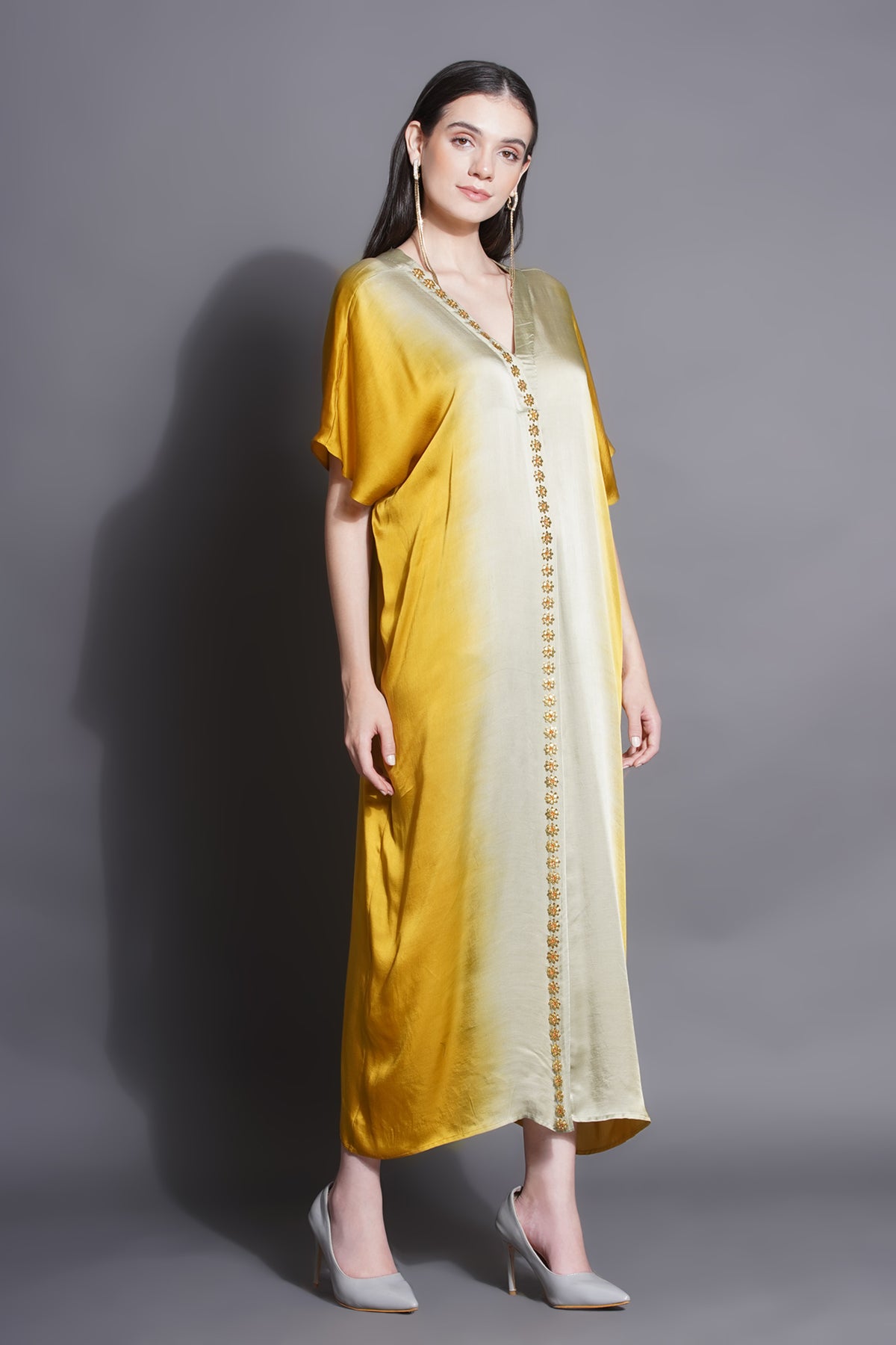 Majestic Yellow Jewelled Kaftan