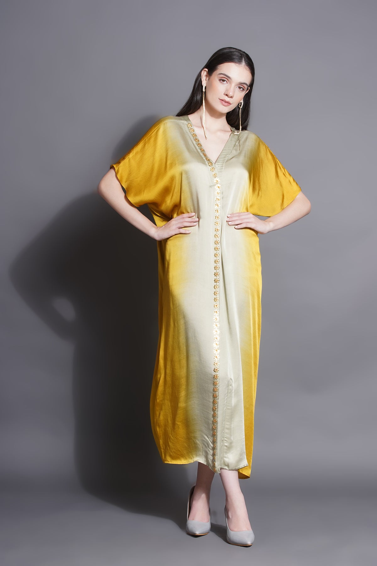 Majestic Yellow Jewelled Kaftan