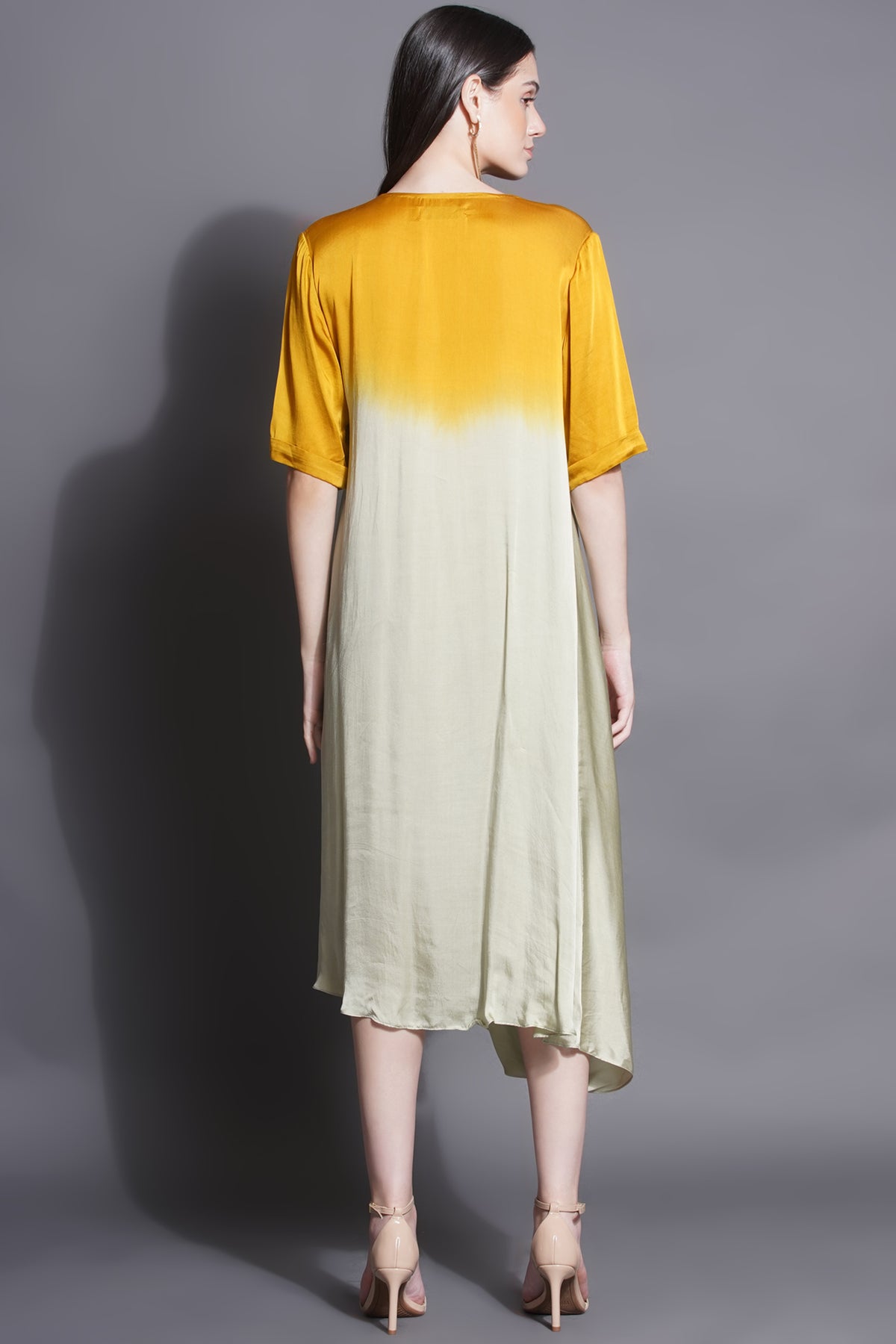 Cowl Majestic Yellow Drape Dress