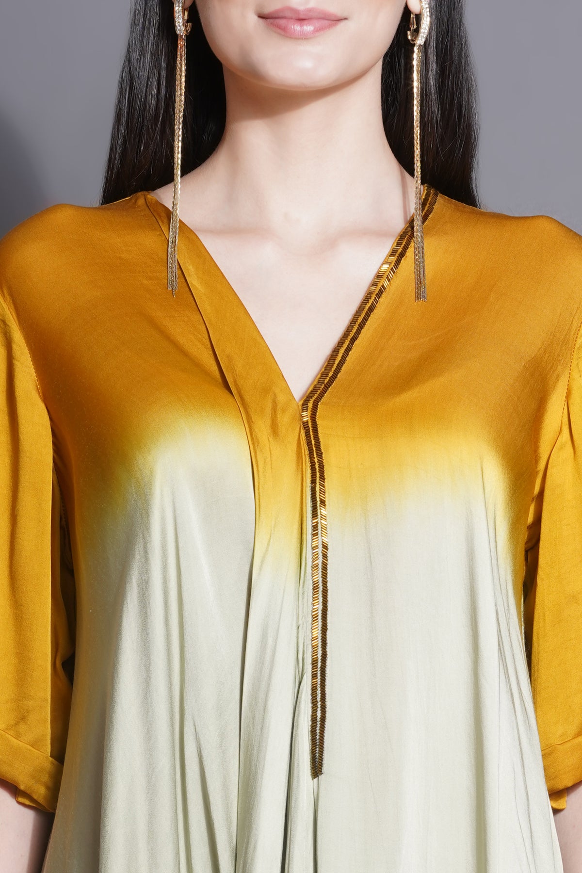 Cowl Majestic Yellow Drape Dress