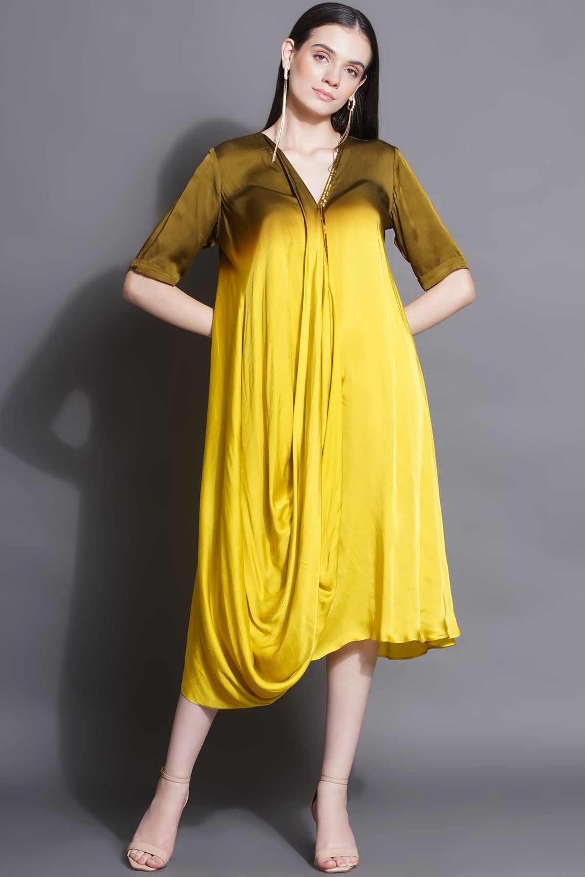 Cowl Lime Light Drape Dress