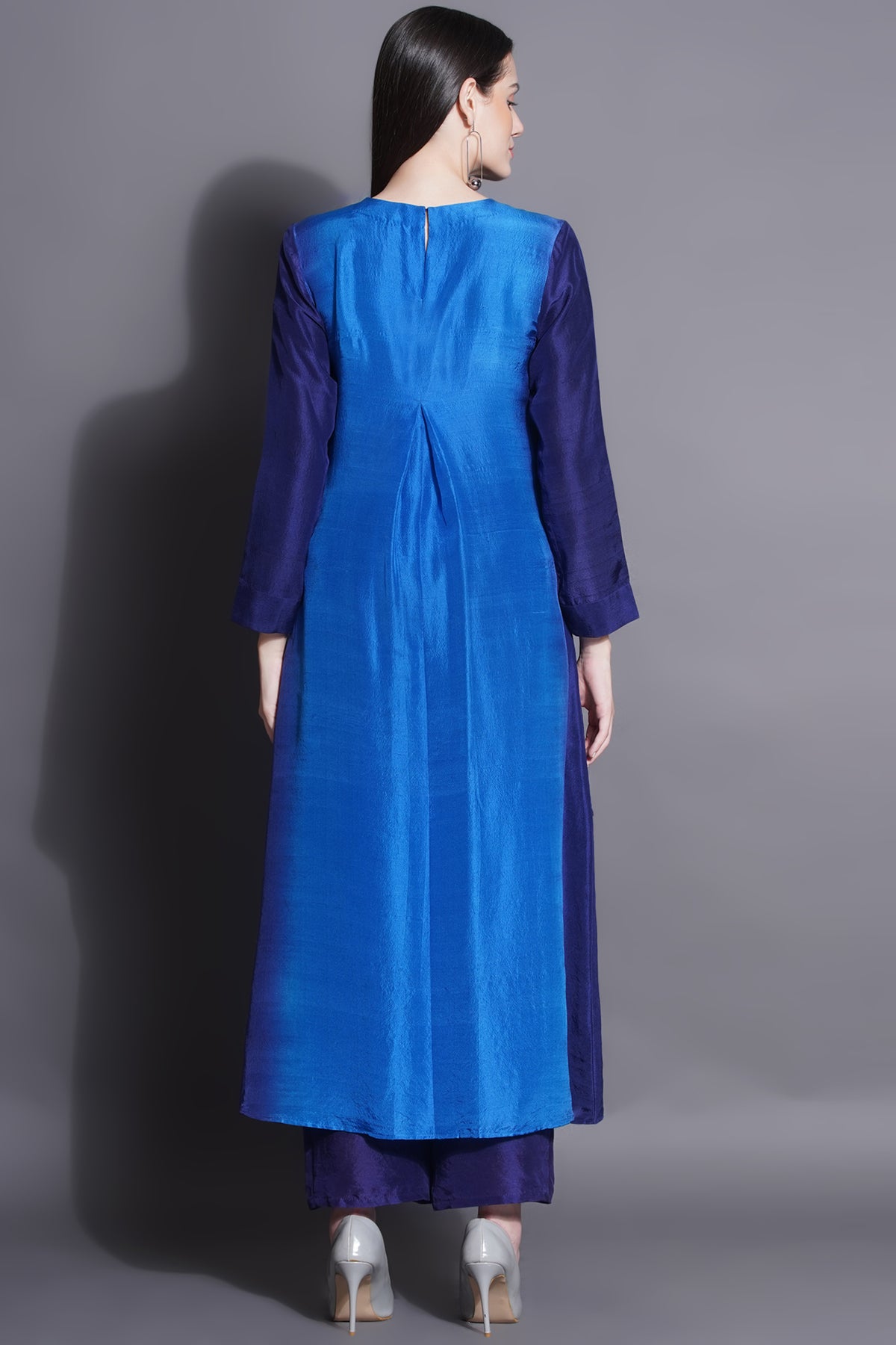 Royal Blue Overlapping Kurta Set