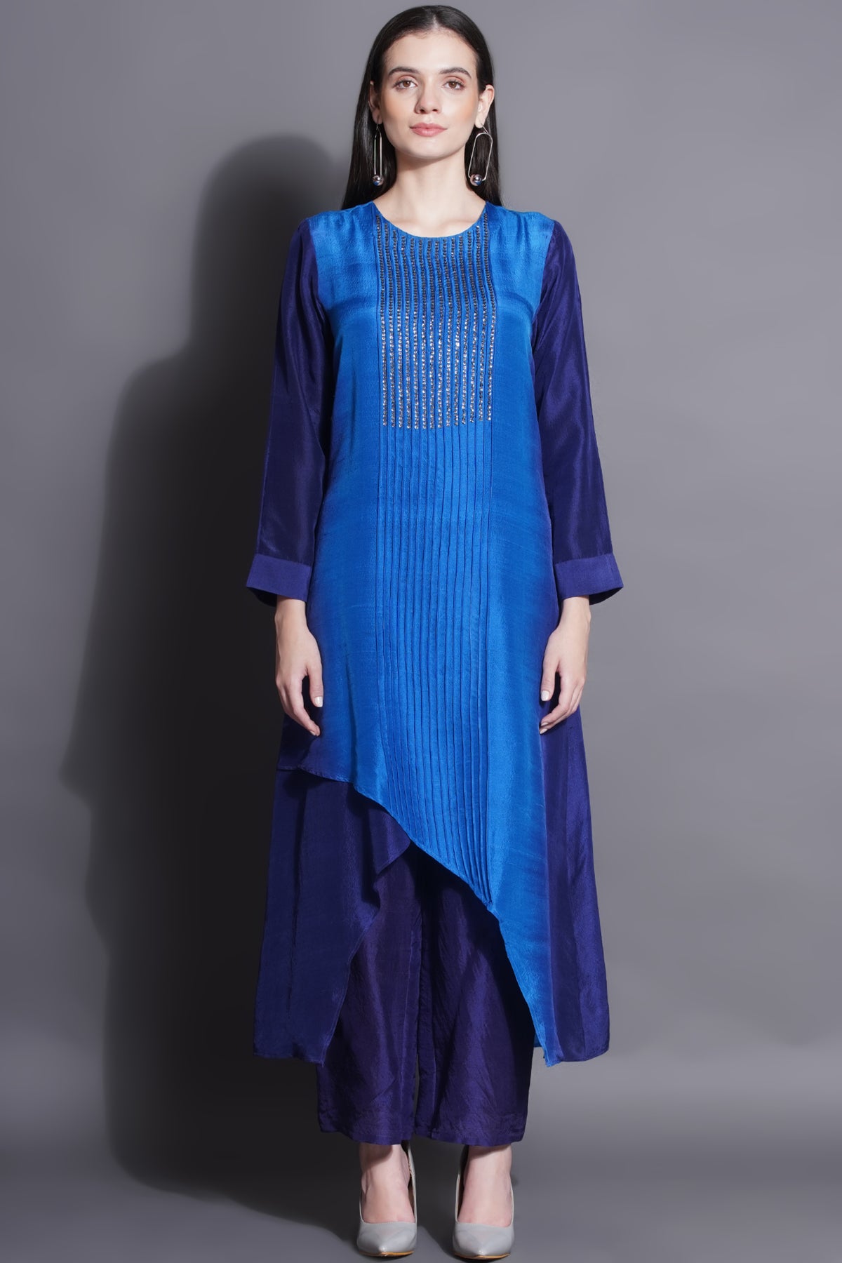 Royal Blue Overlapping Kurta Set