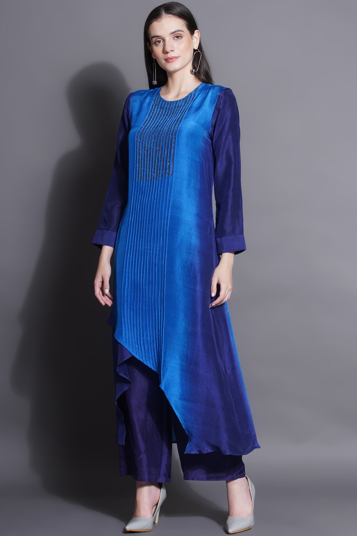 Royal Blue Overlapping Kurta Set