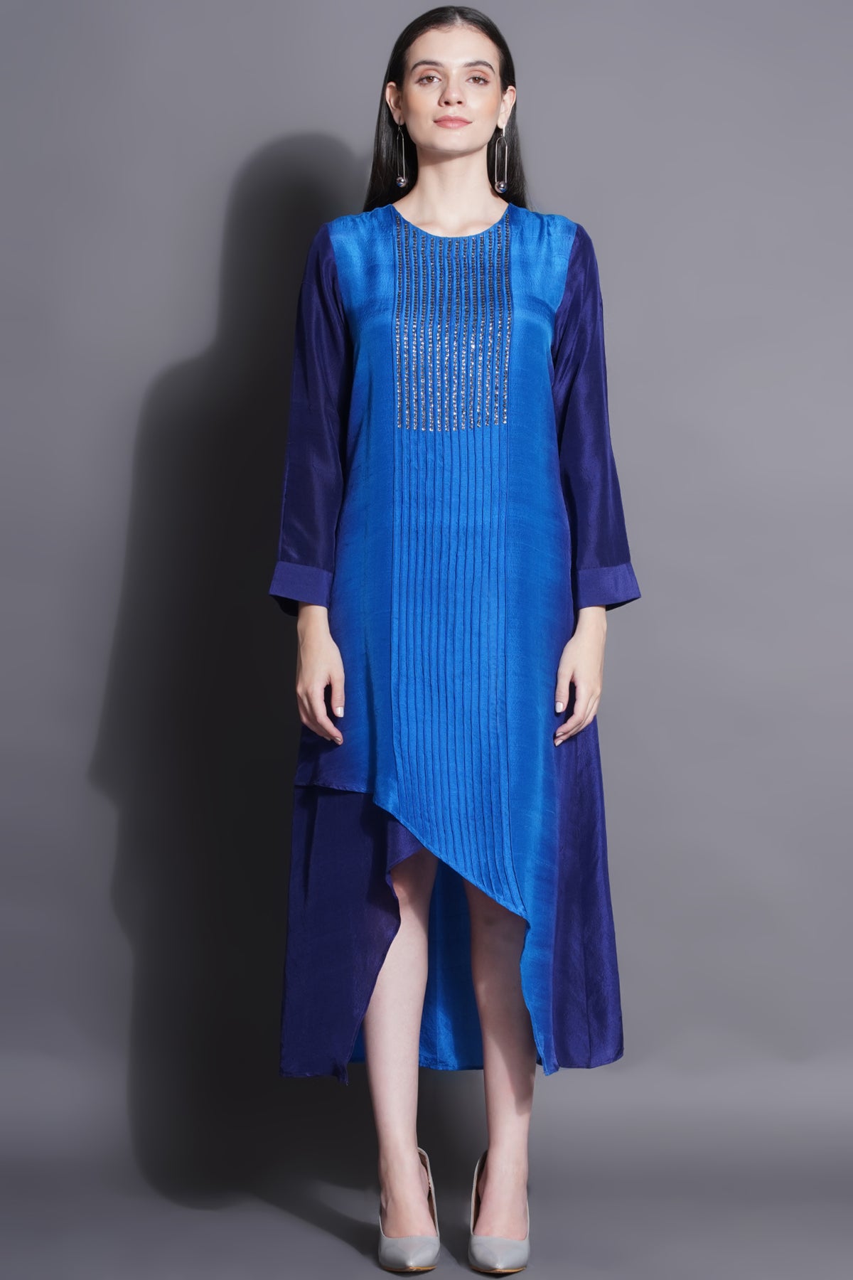 Royal Blue Overlapping Kurta Set