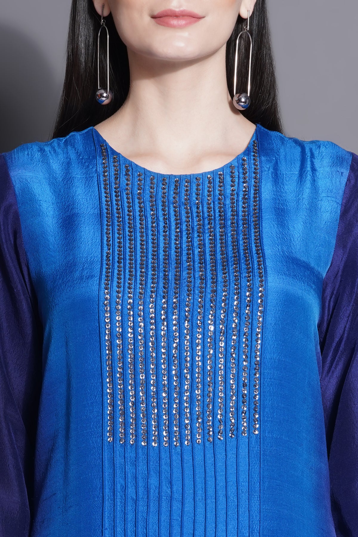 Royal Blue Overlapping Kurta Set