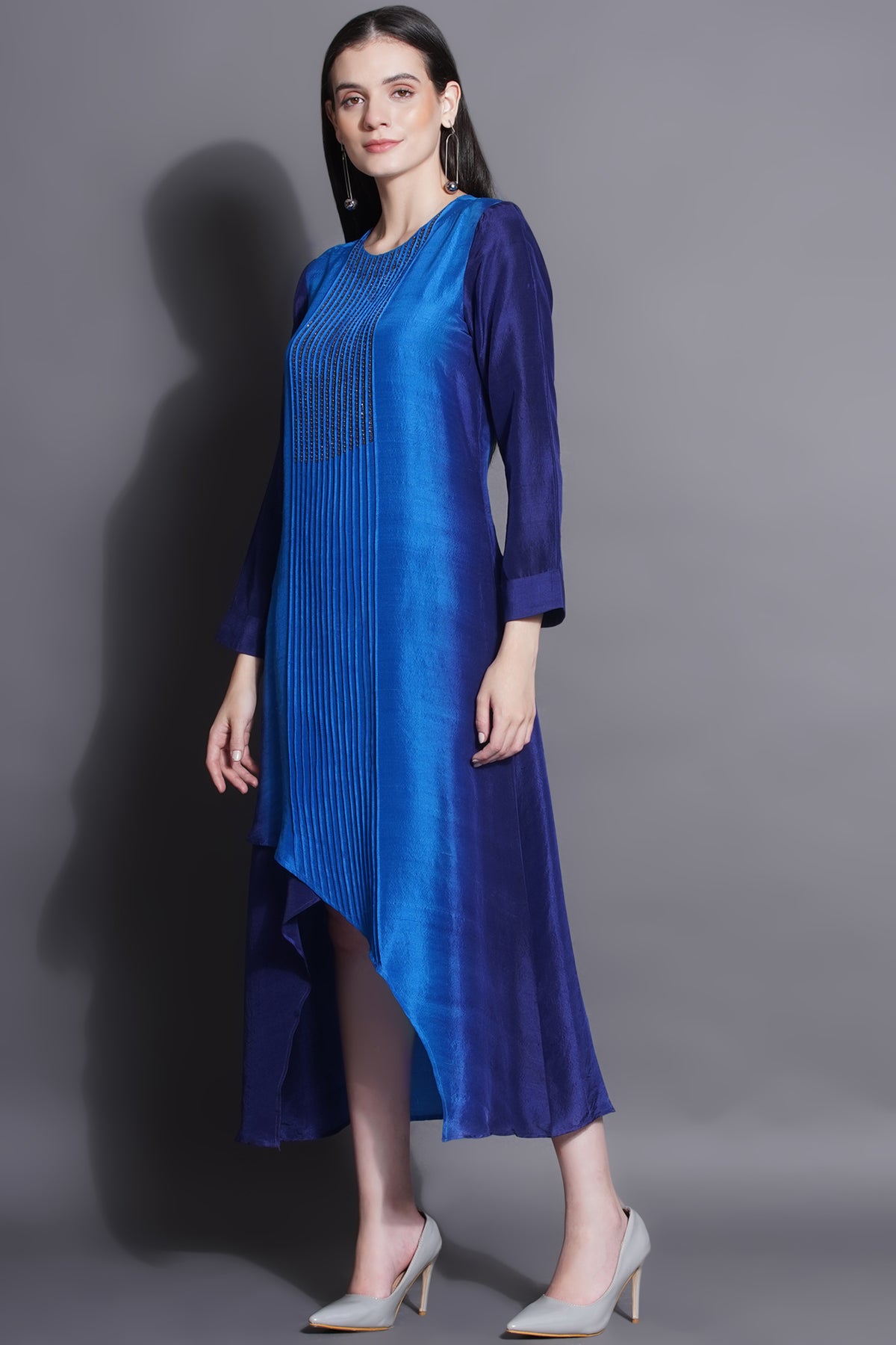 Royal Blue Overlapping Kurta Set