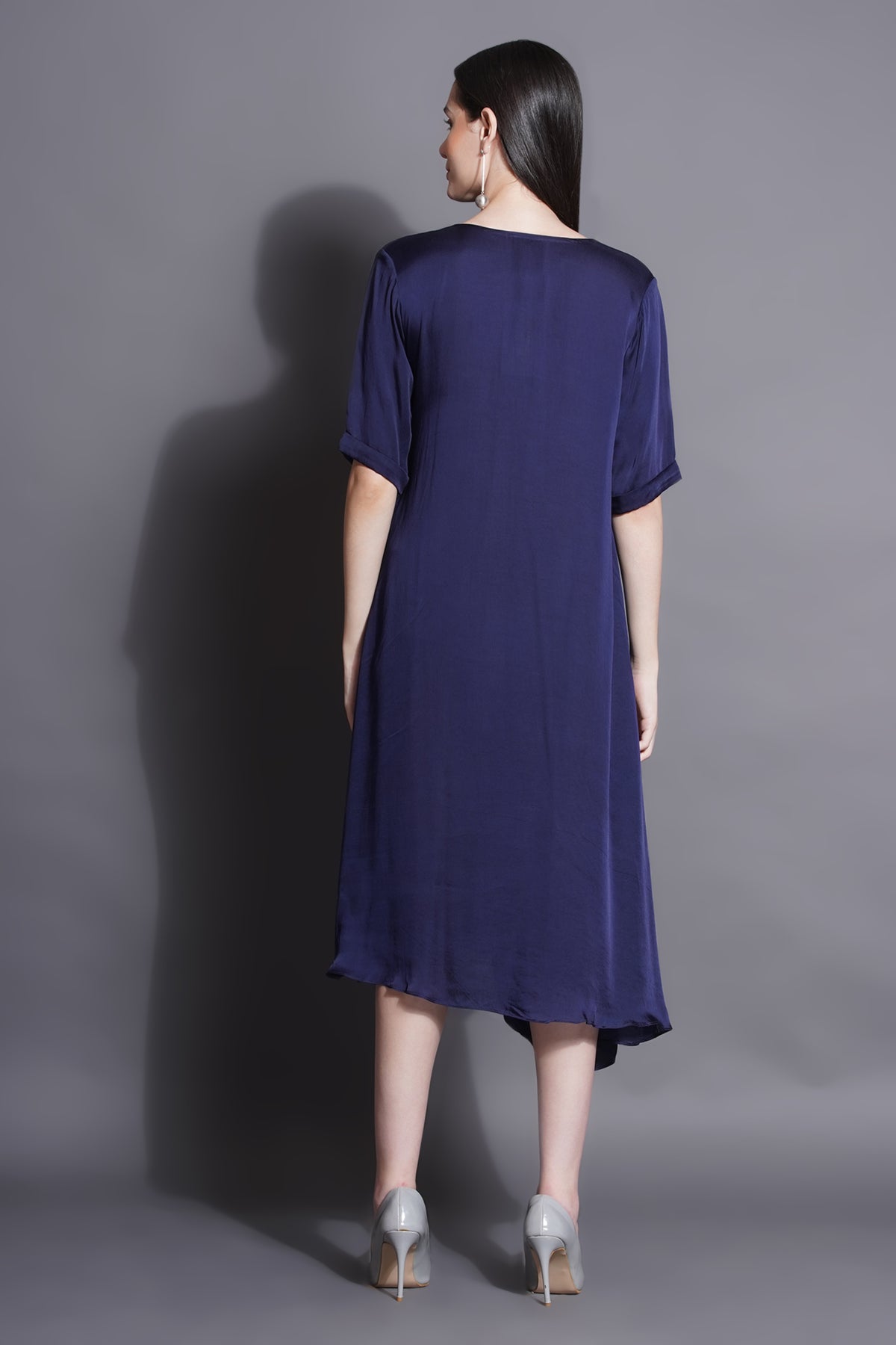 Cowl Blue Drape Dress