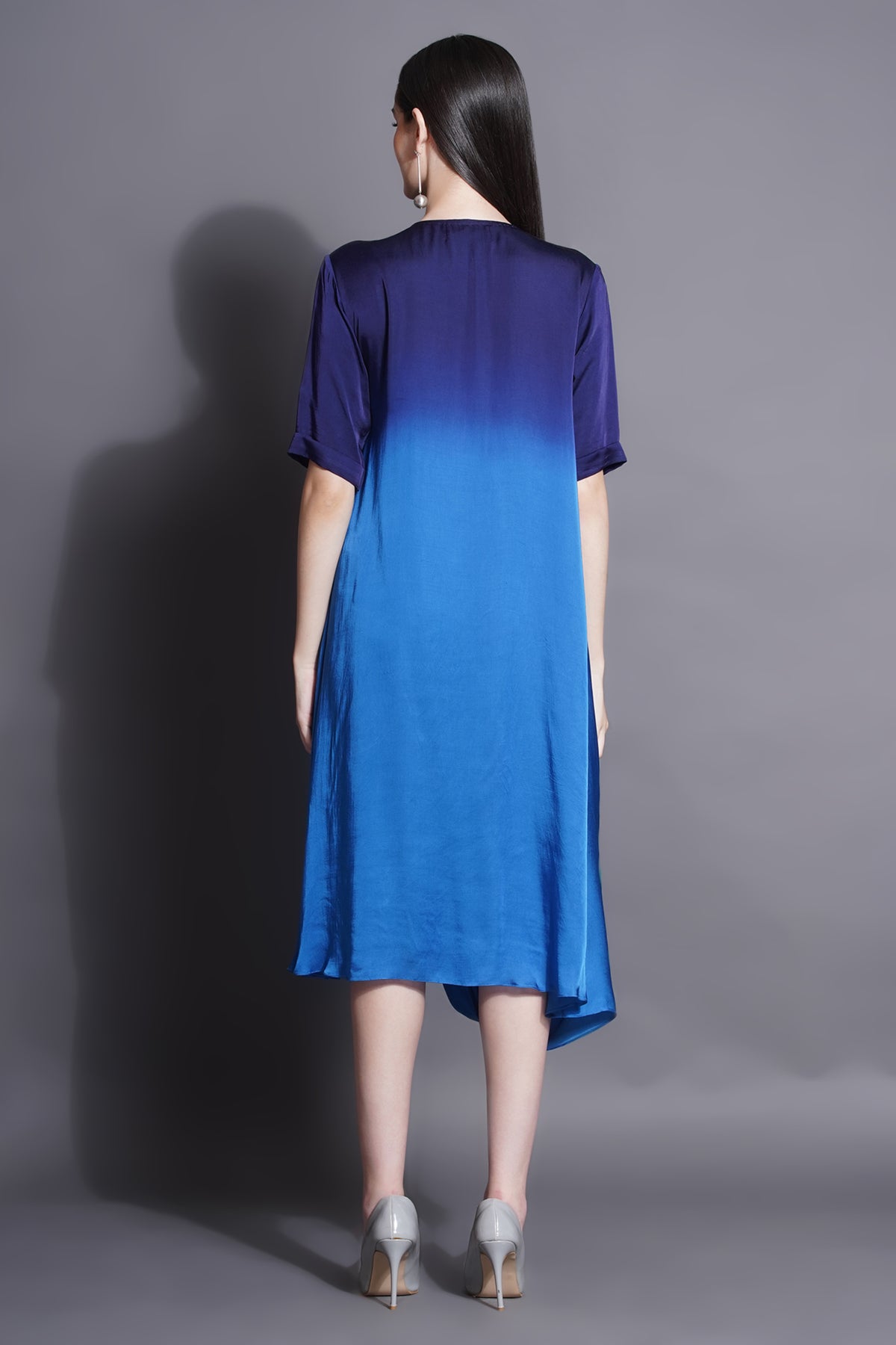 Cowl Royal Blue Drape Dress