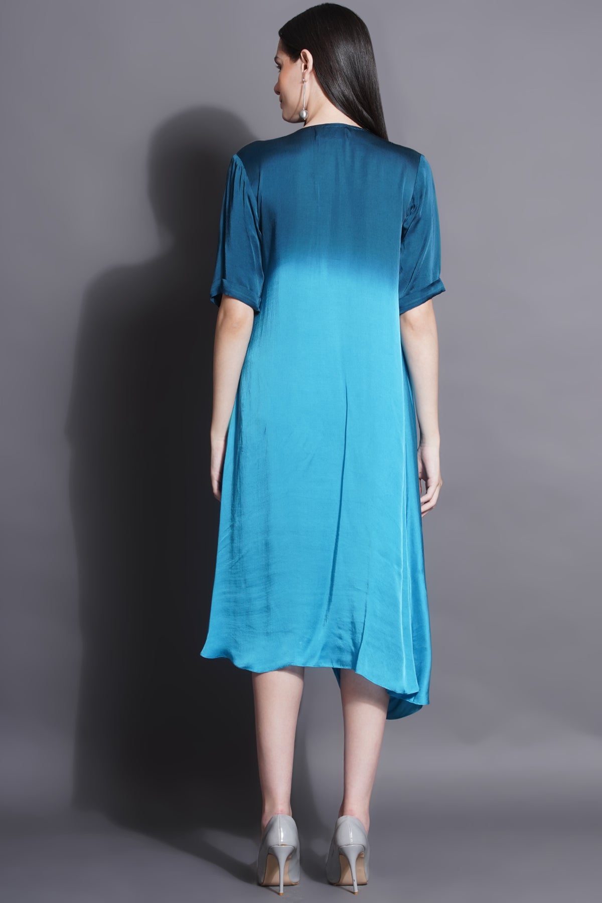 Cowl Ocean Blue Drape Dress