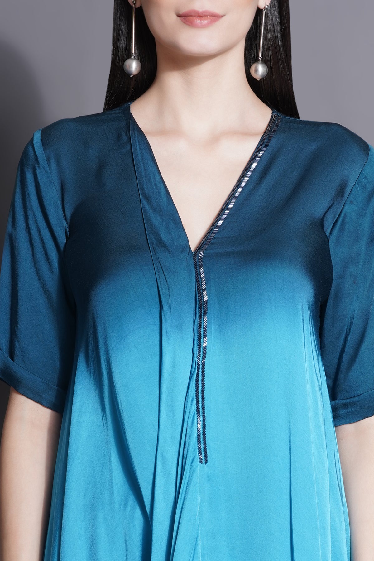 Cowl Ocean Blue Drape Dress