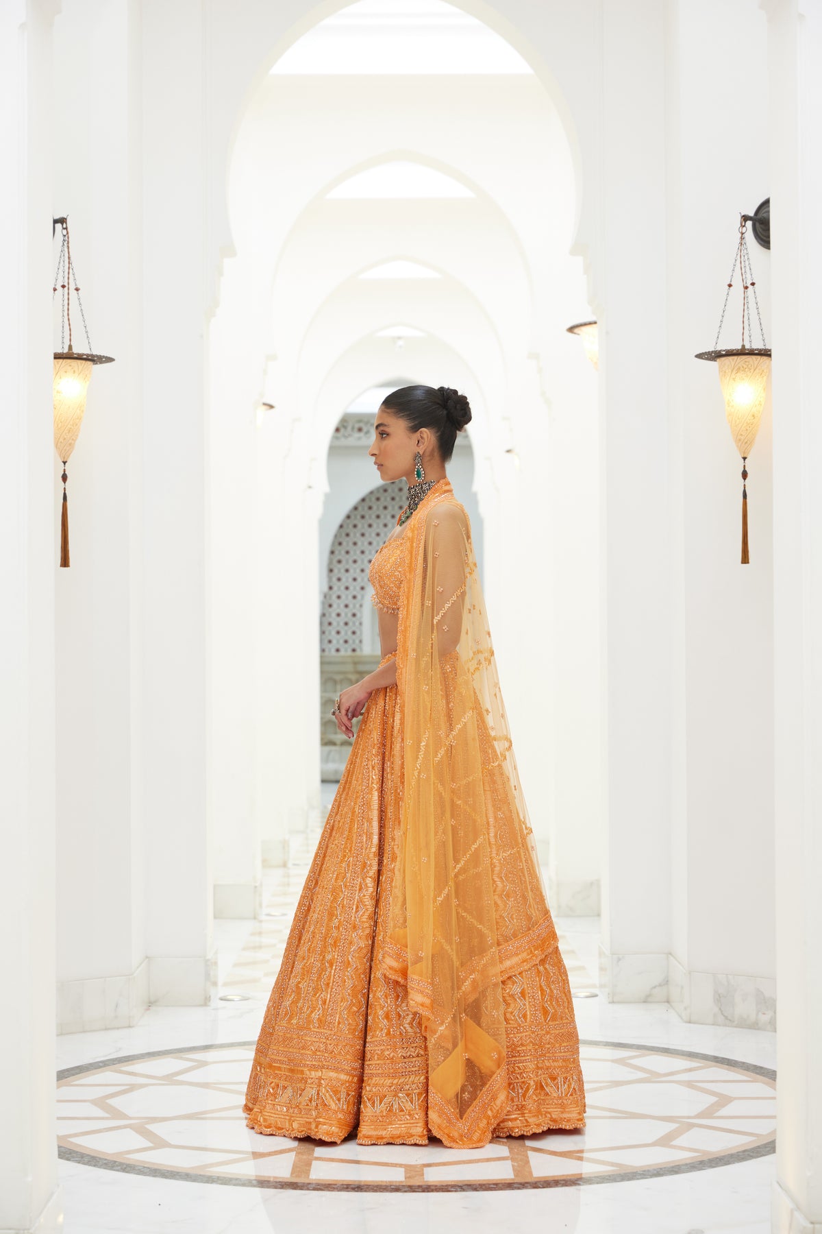 Orange Lehenga Choli With Dupatta