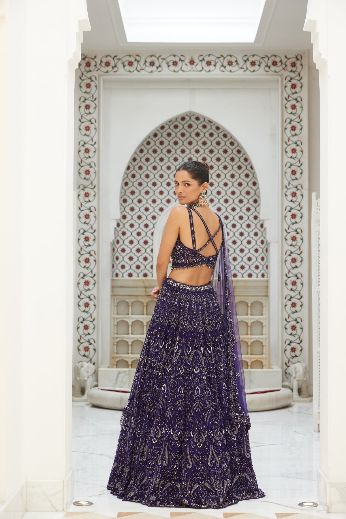 Purple Net Lehenga With Dupatta