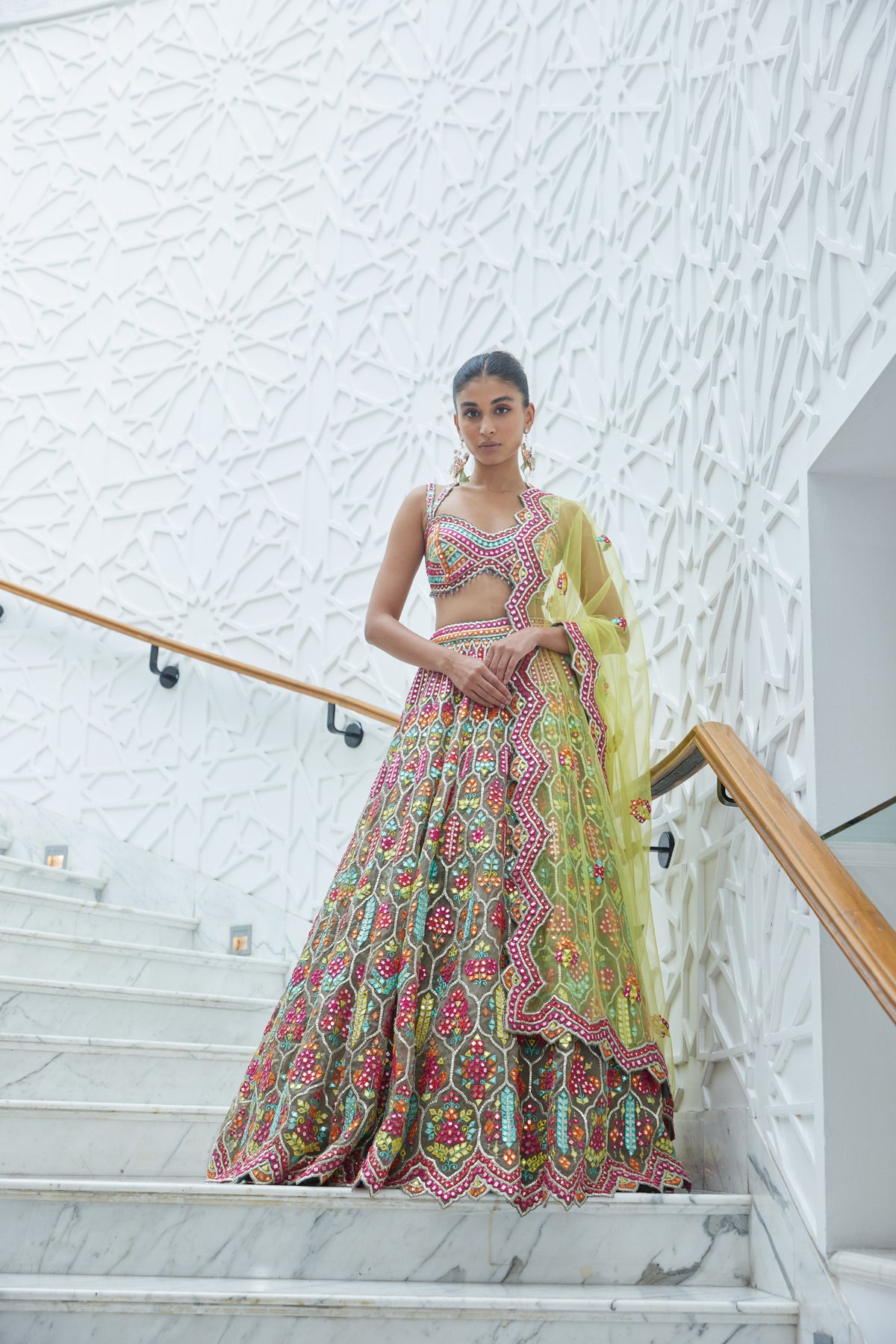 Moca Organza Lehenga Choli Set