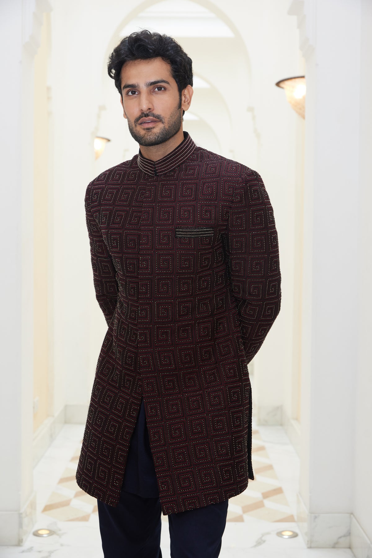 Burgundy Sherwani Kurta Salwar Set